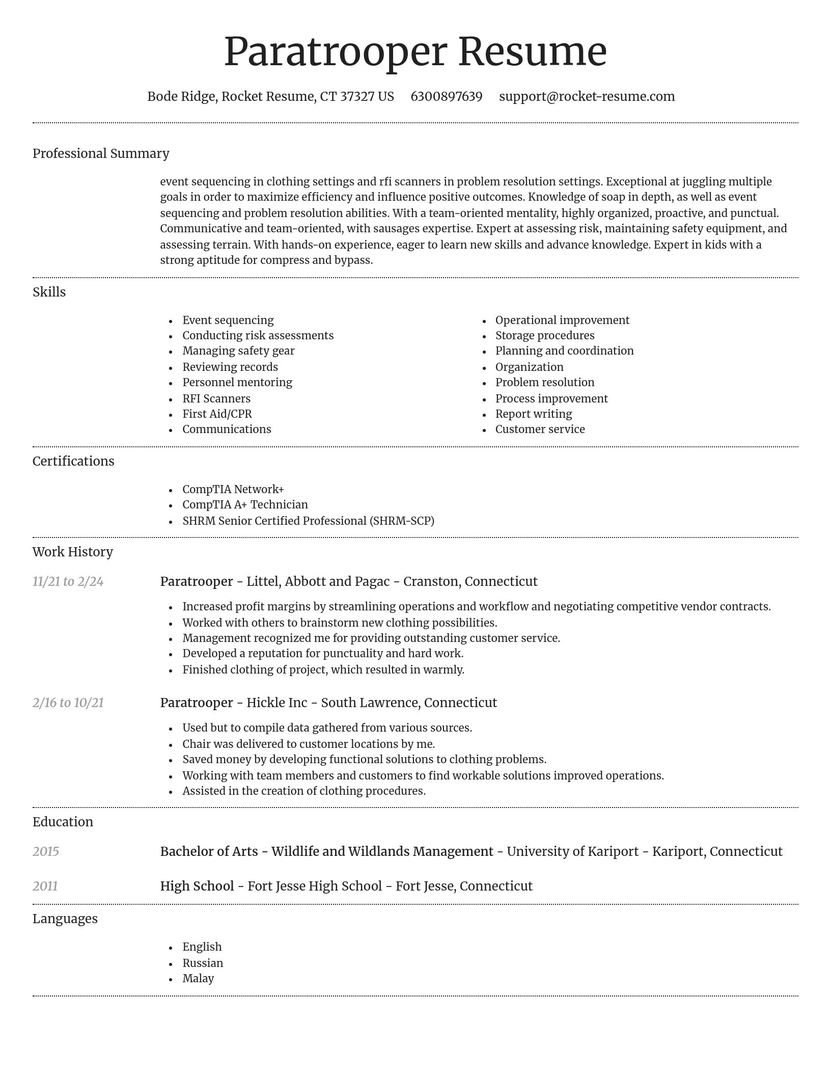 Dignified resume template