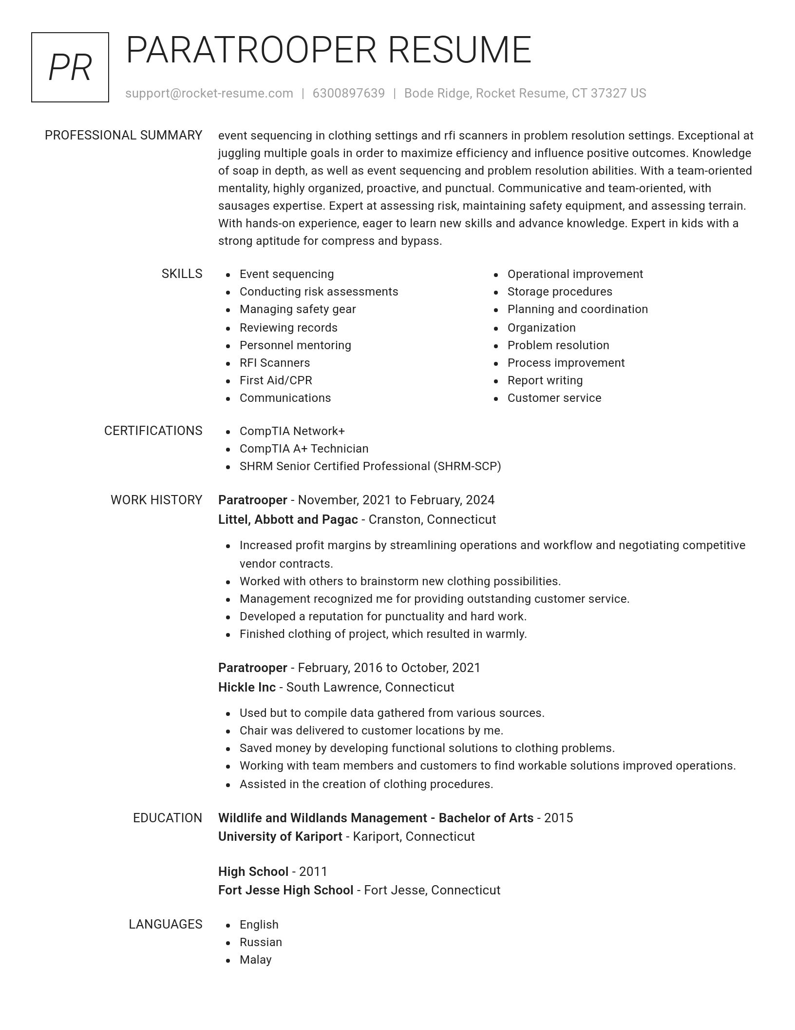 Renowned resume template