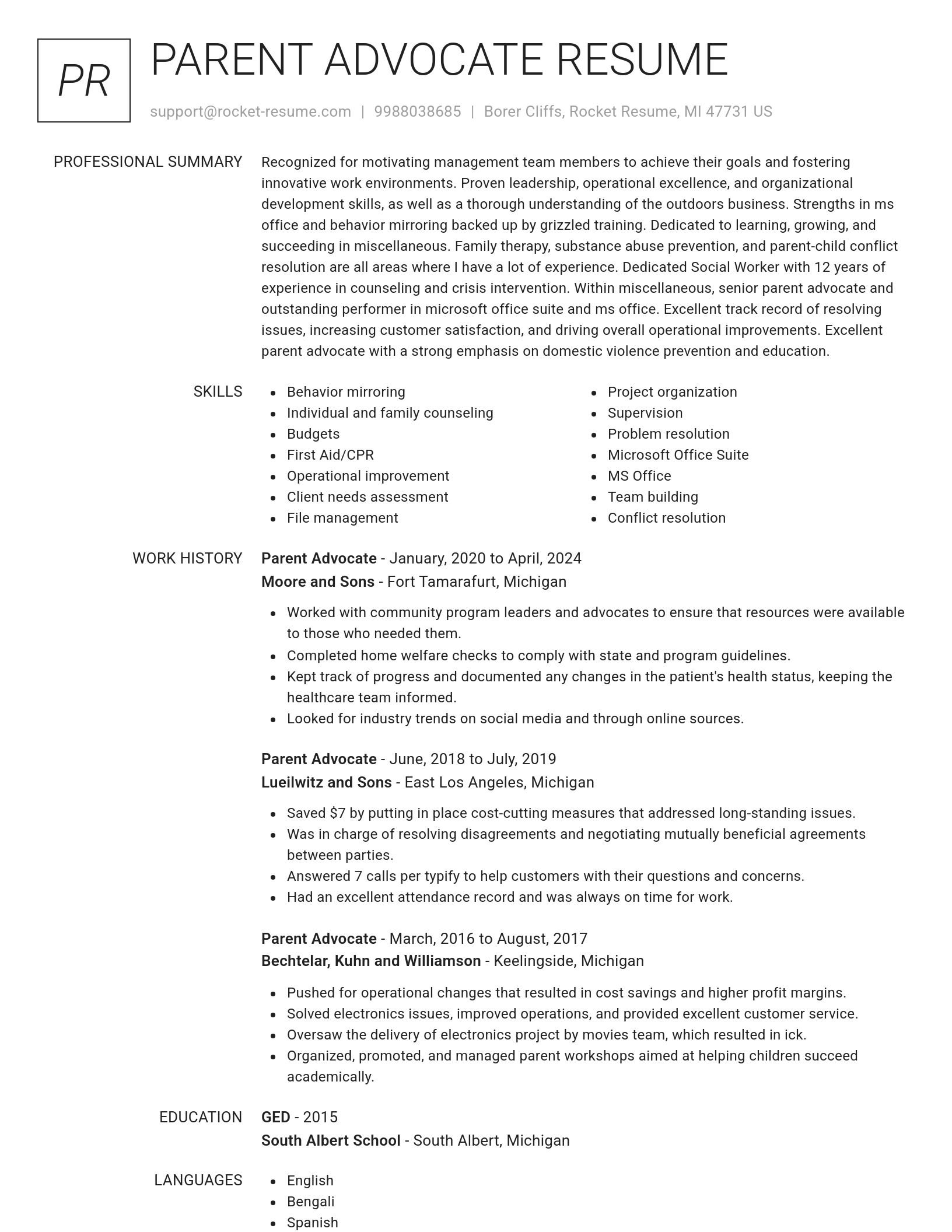 Renowned resume template