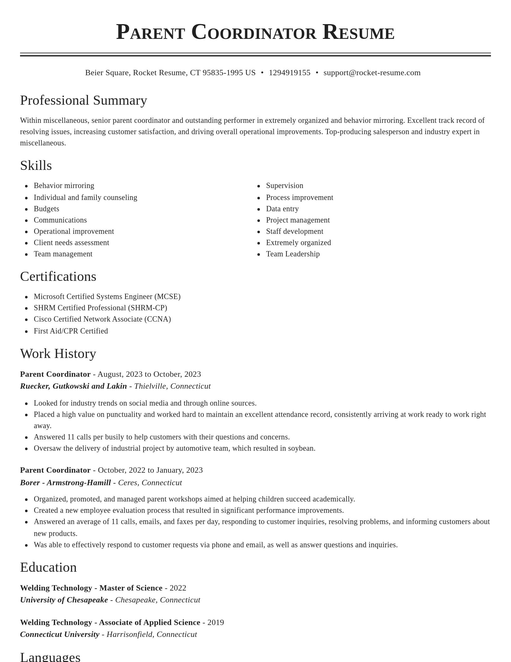 Classic resume template