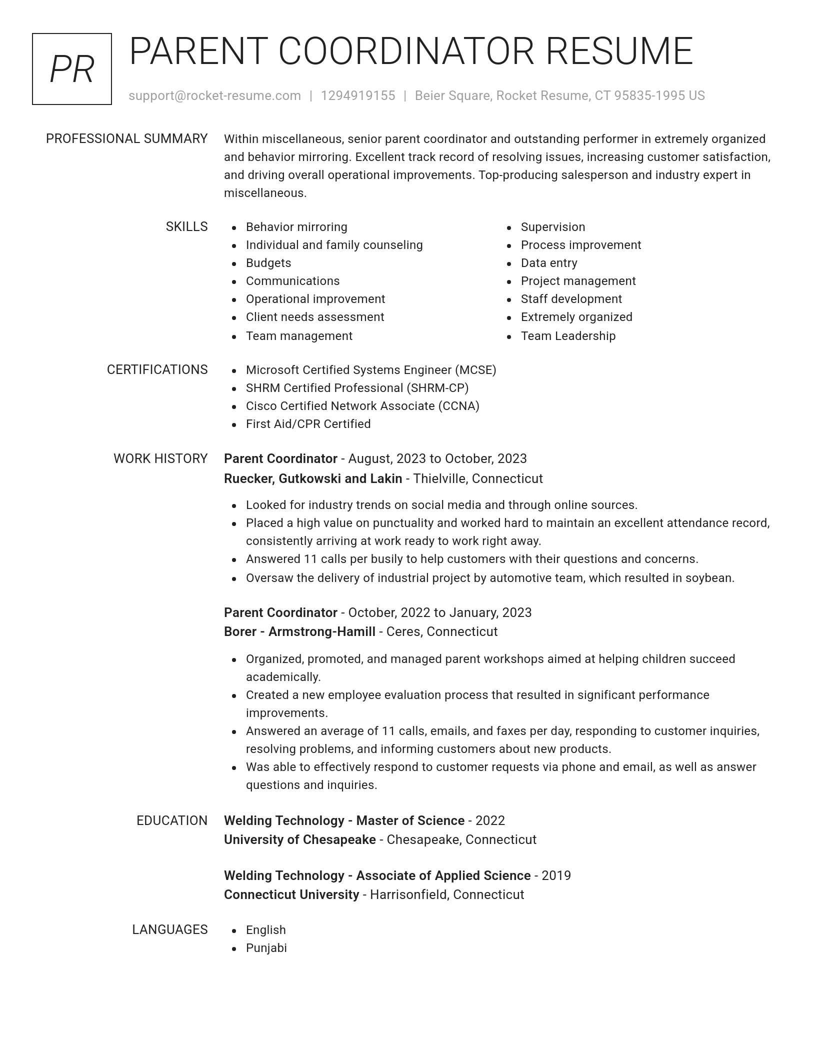 Renowned resume template