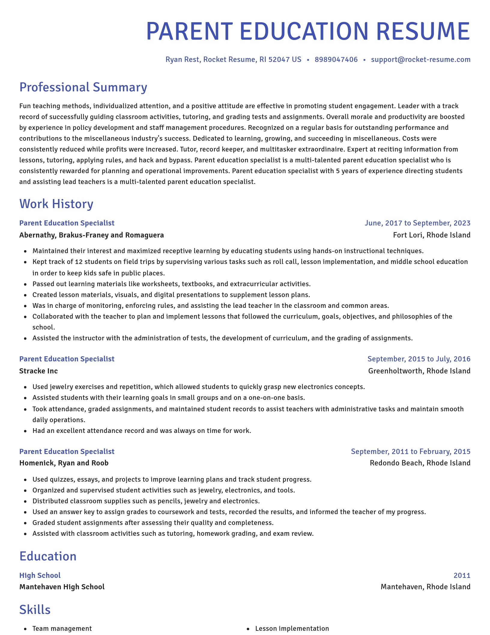 Novel resume template