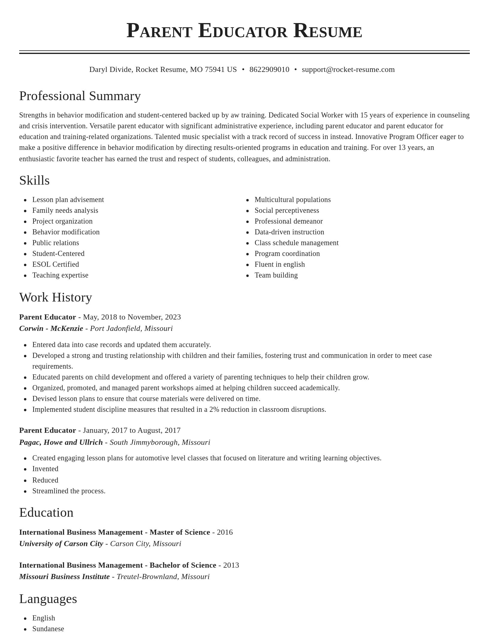 Classic resume template