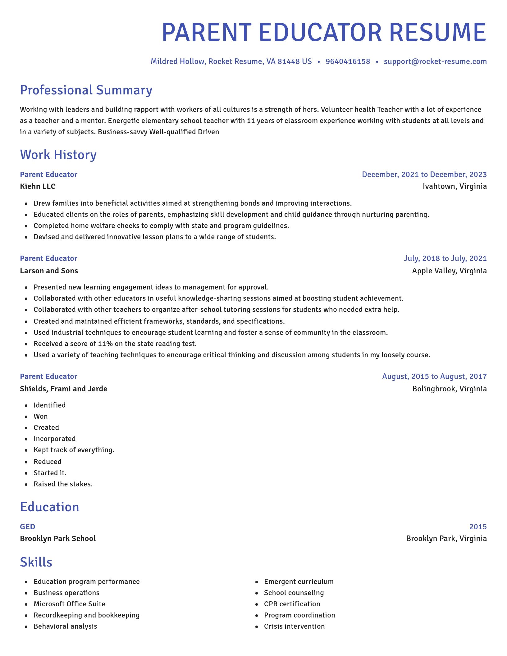 Novel resume template