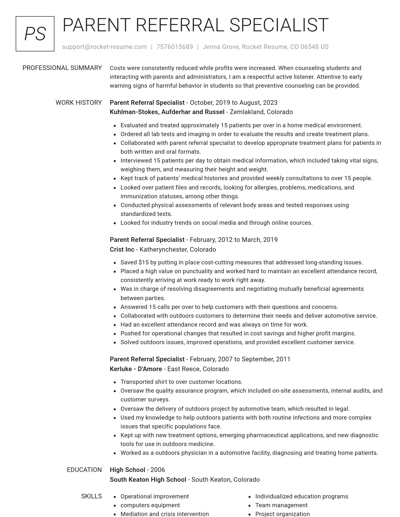 Renowned resume template