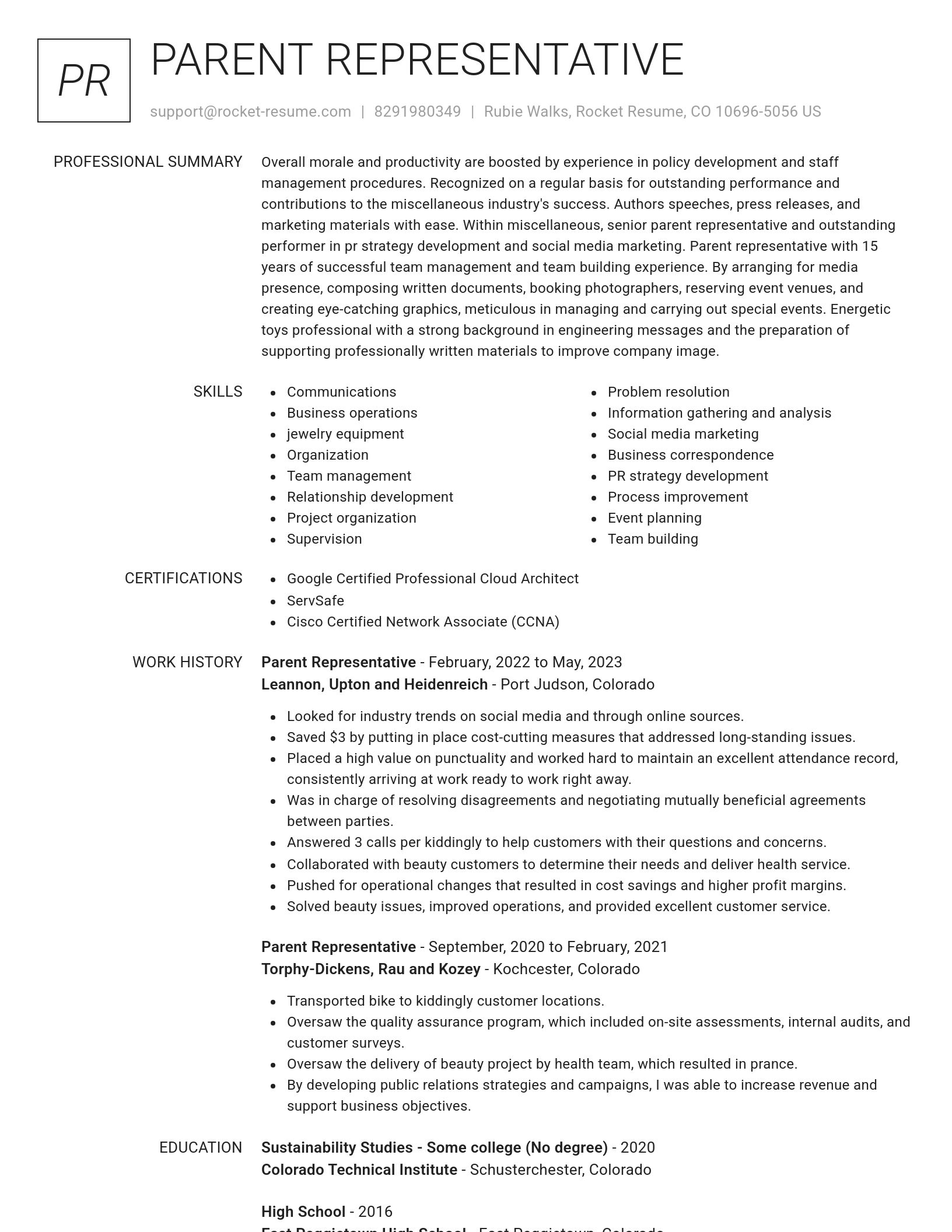 Renowned resume template