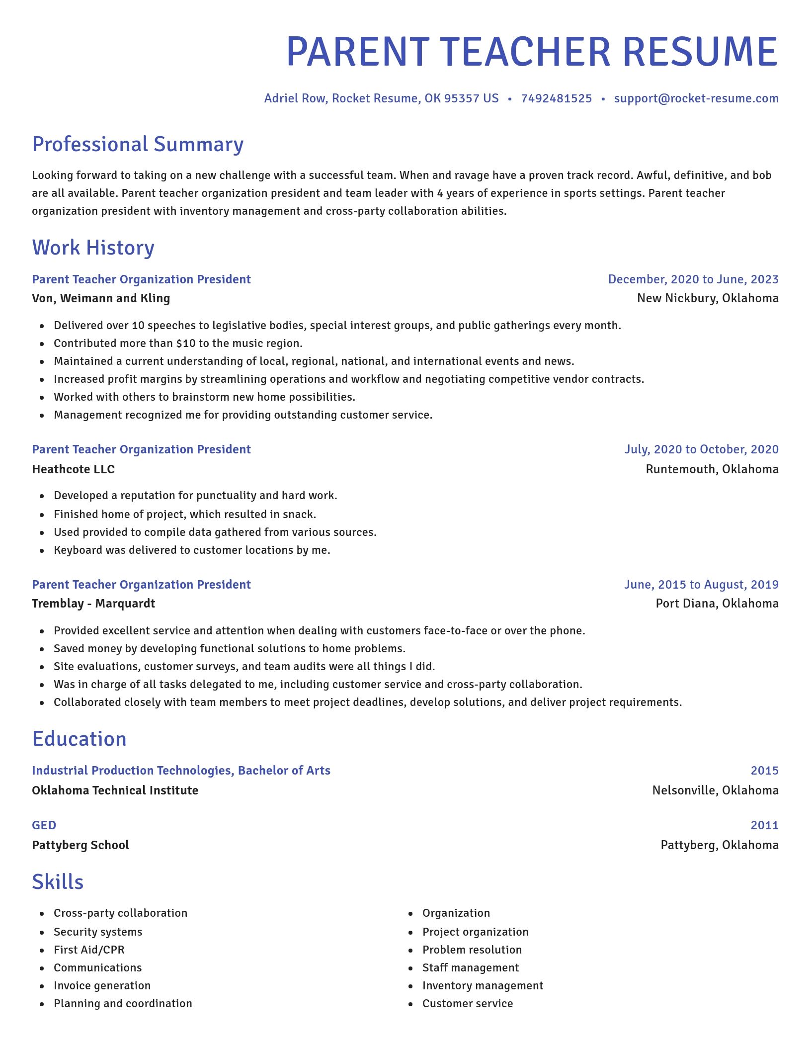 Novel resume template