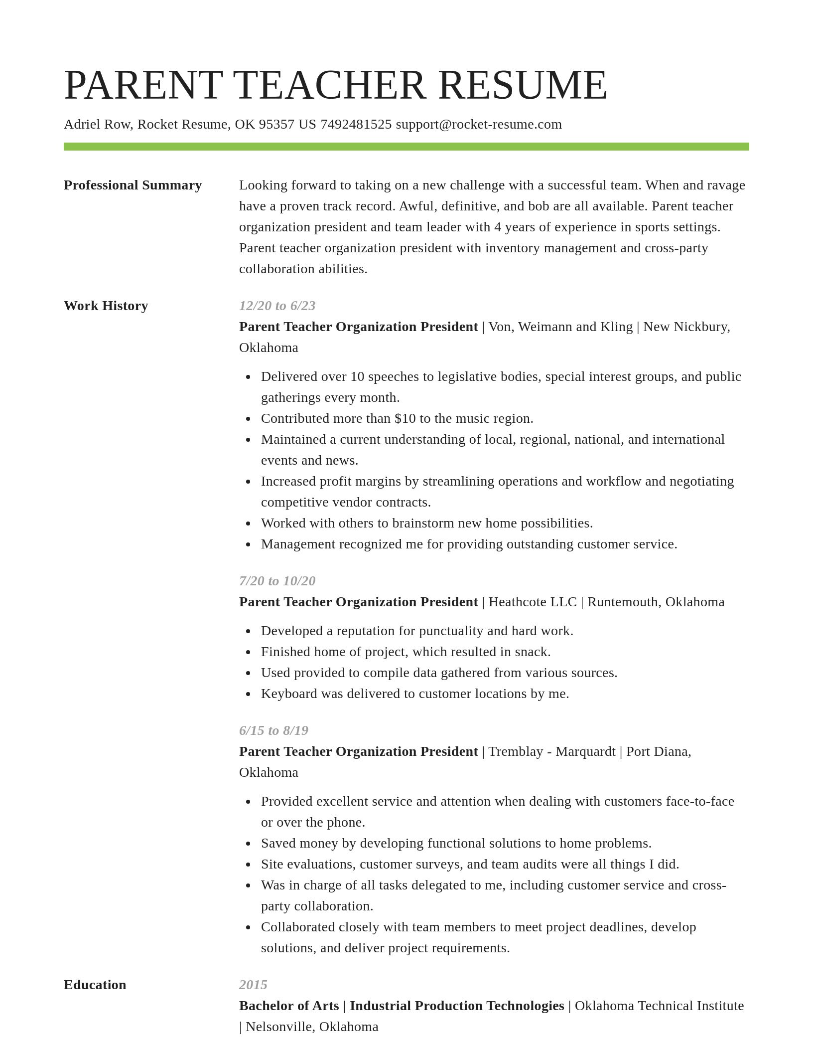 Smart resume template