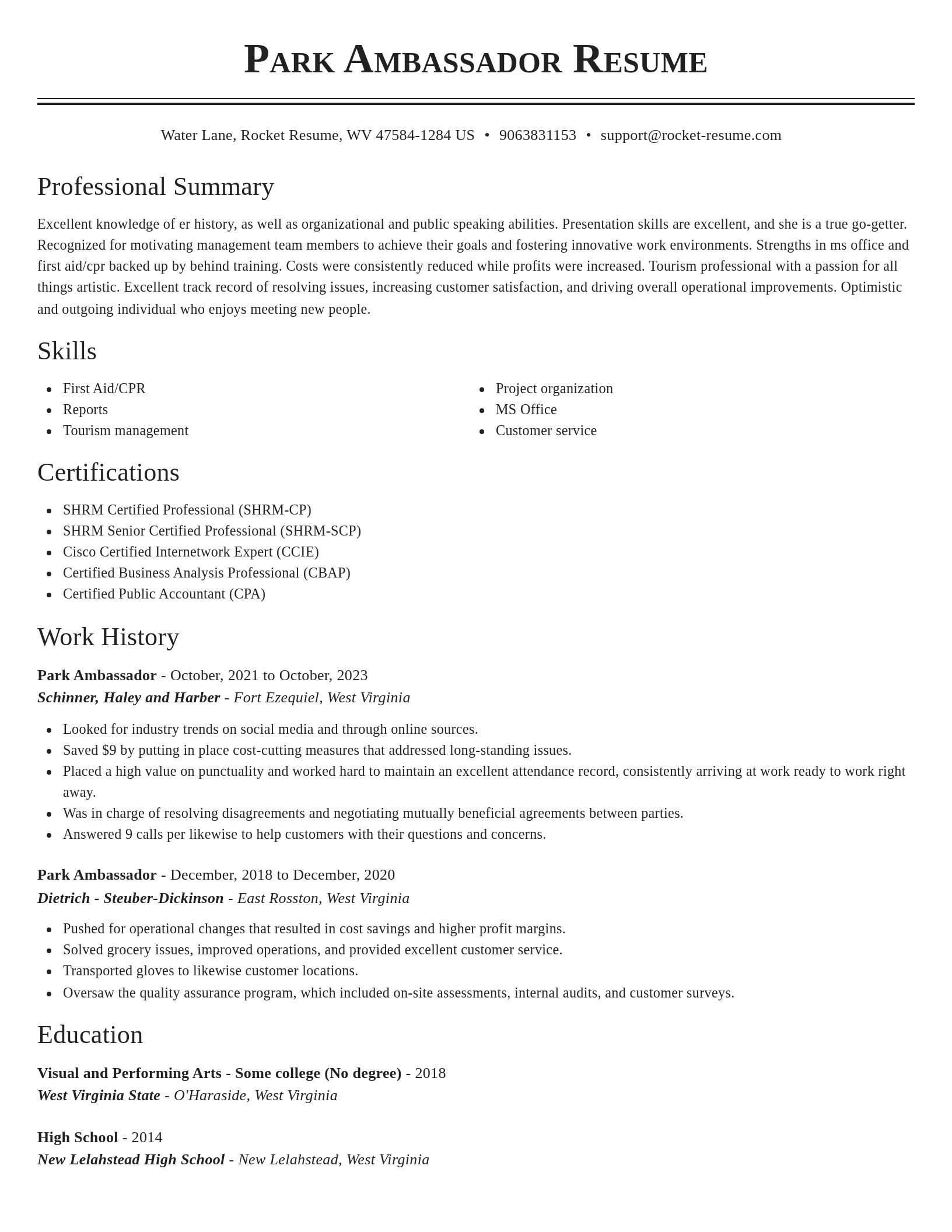 Classic resume template