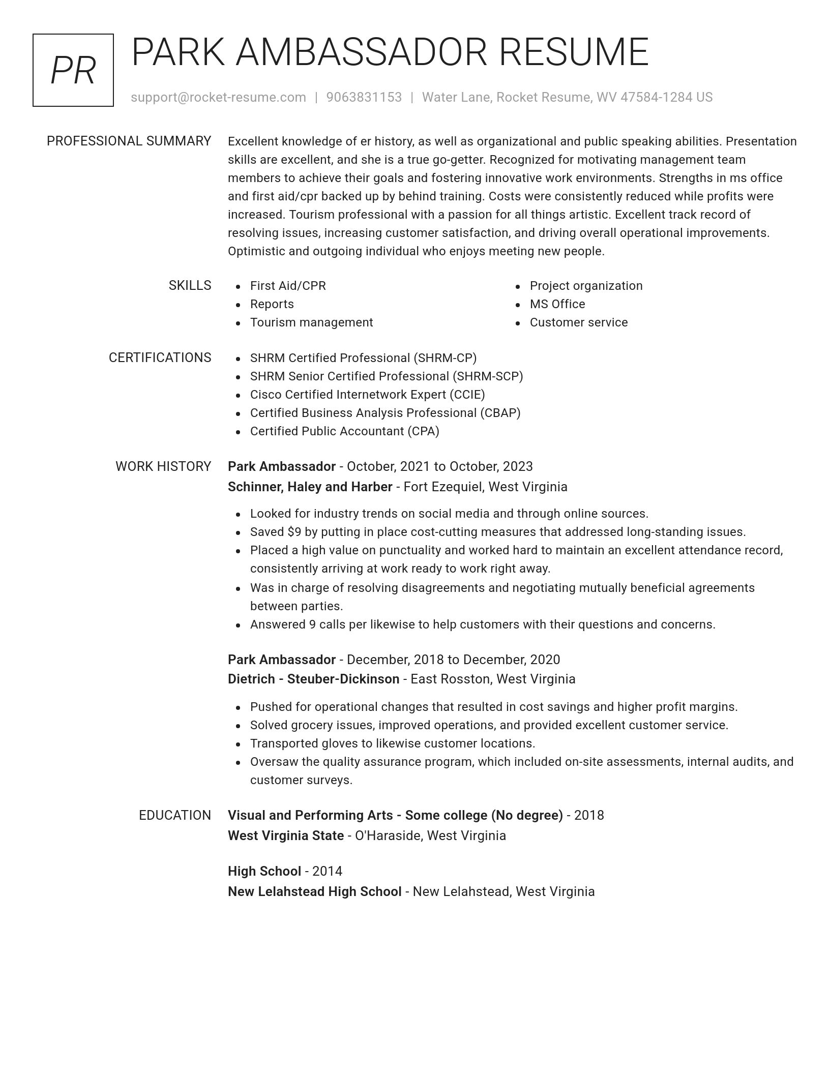 Renowned resume template