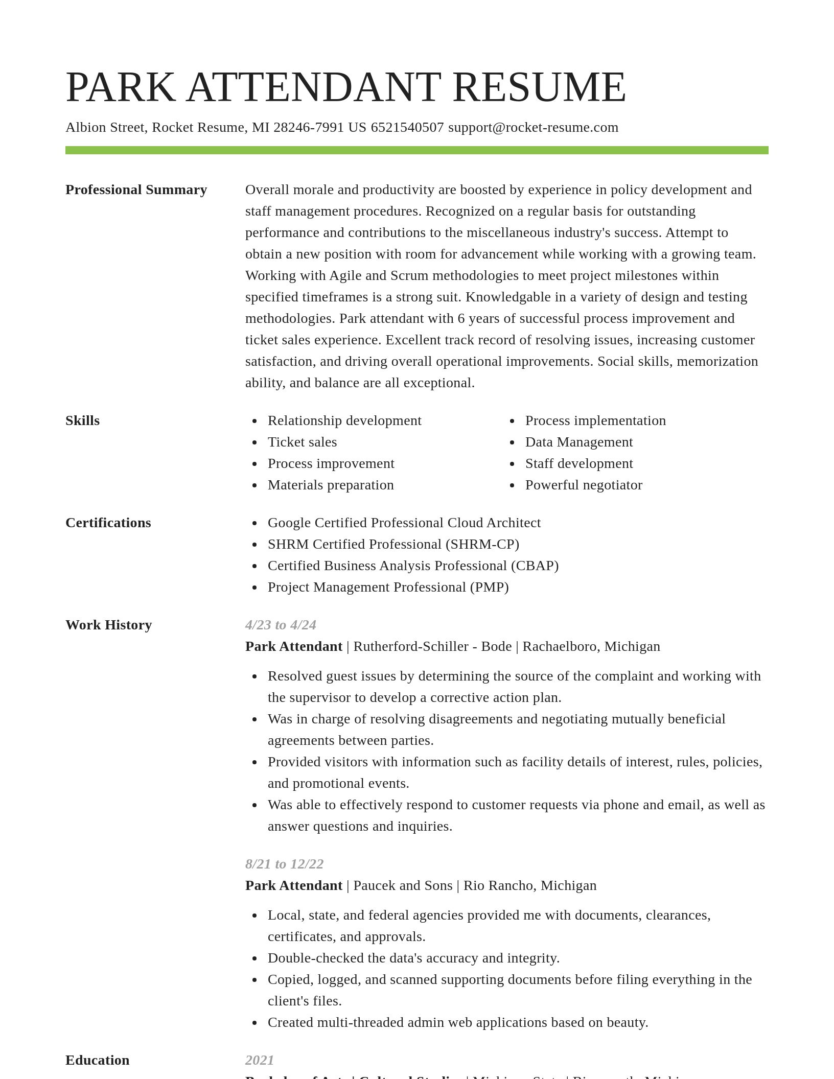 Smart resume template