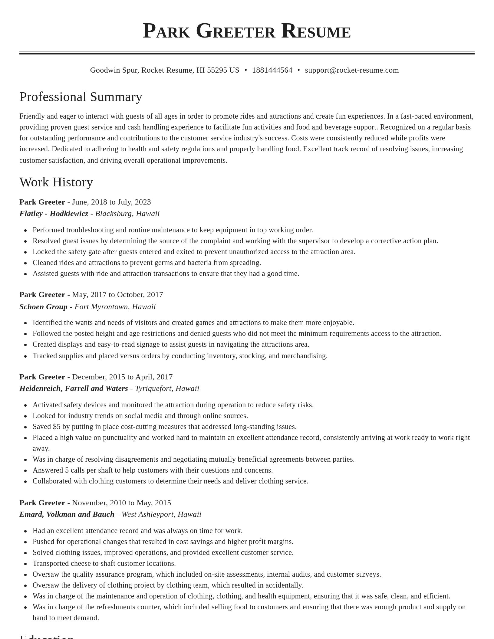 Classic resume template