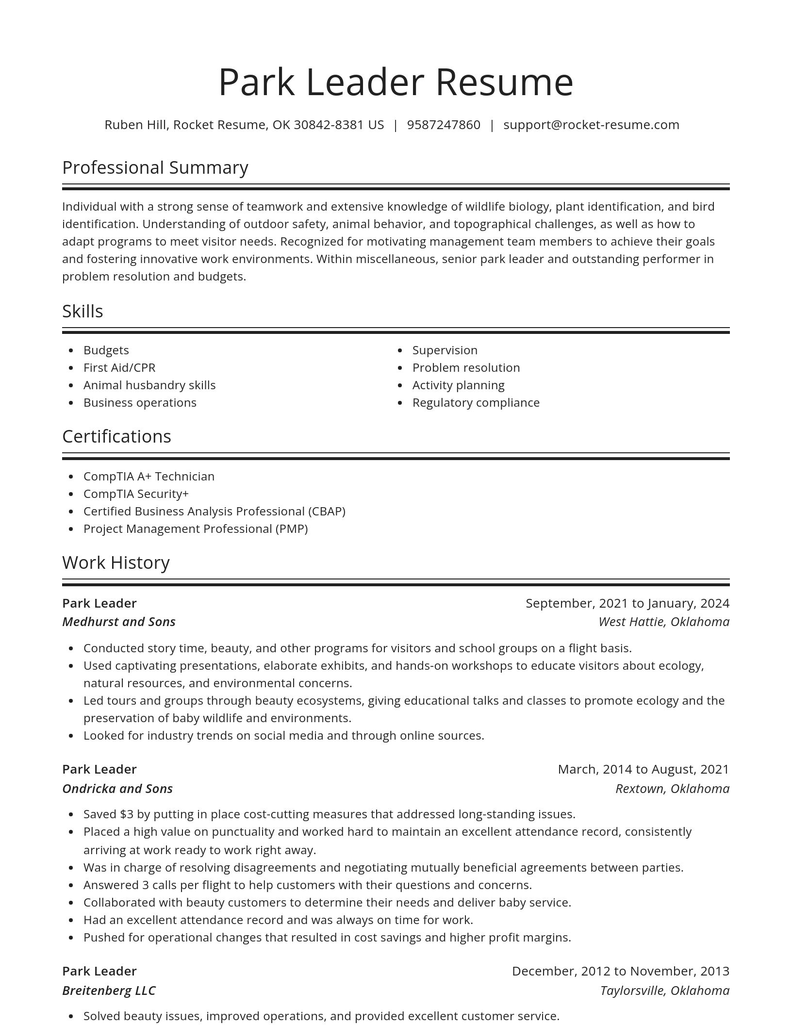 Spotlight resume template