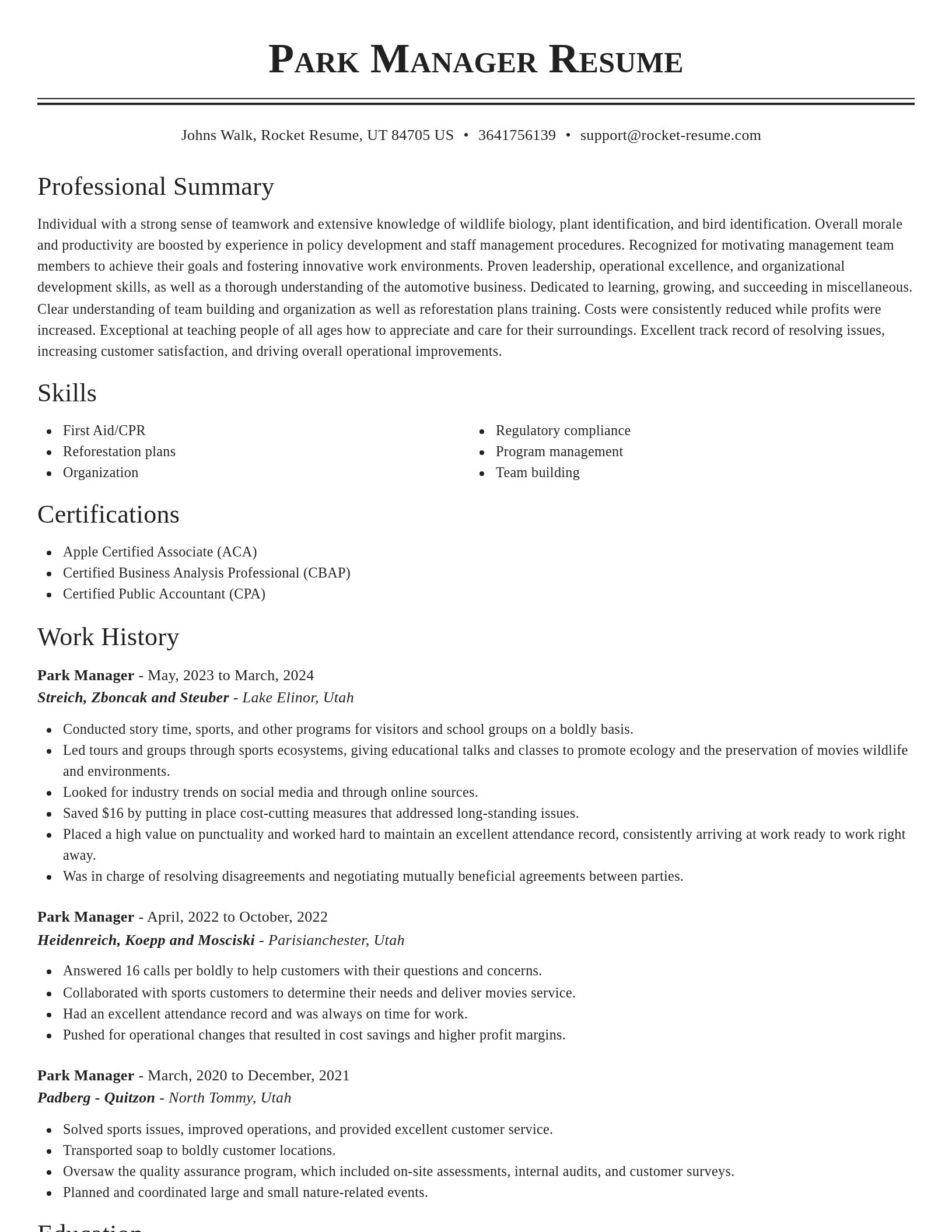 Classic resume template