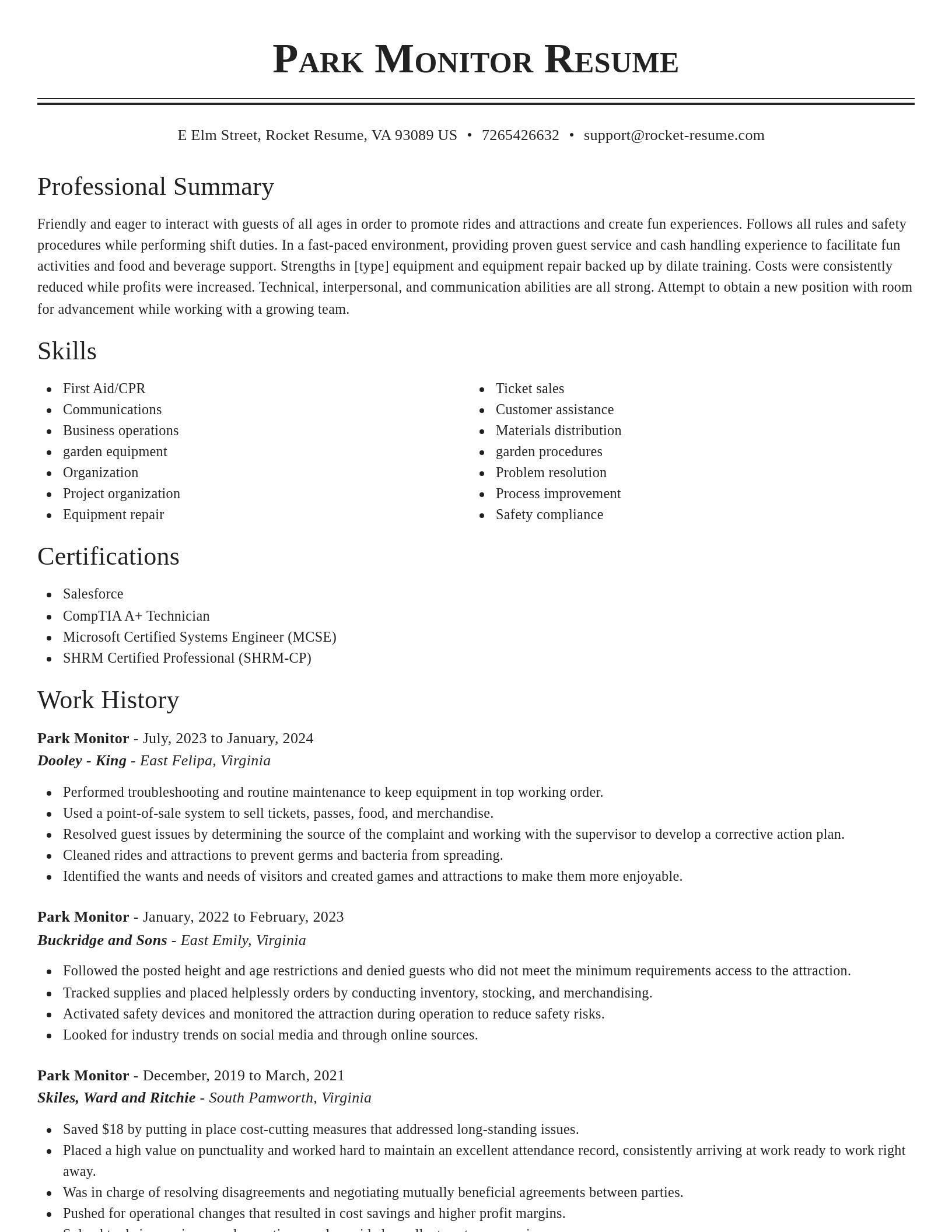 Classic resume template