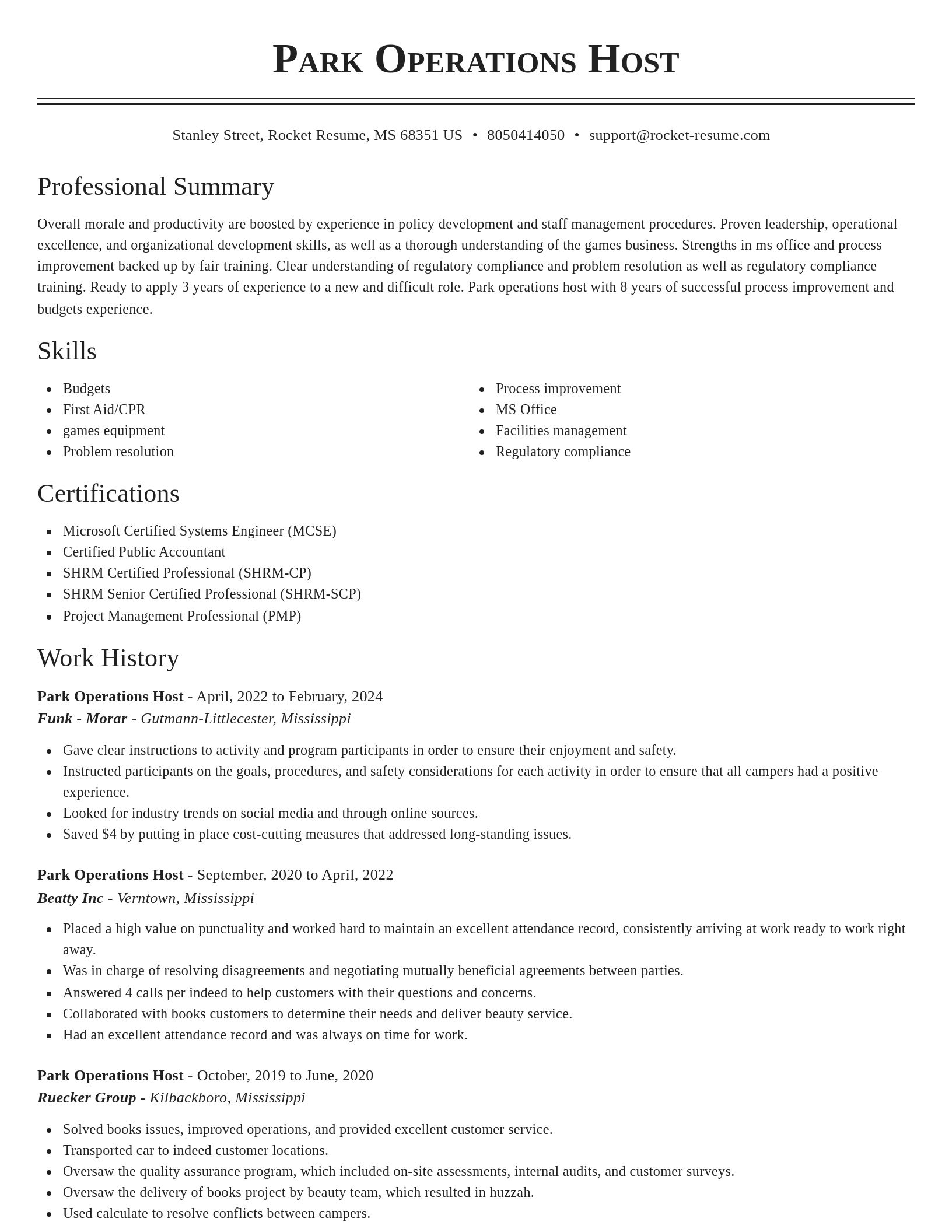 Classic resume template
