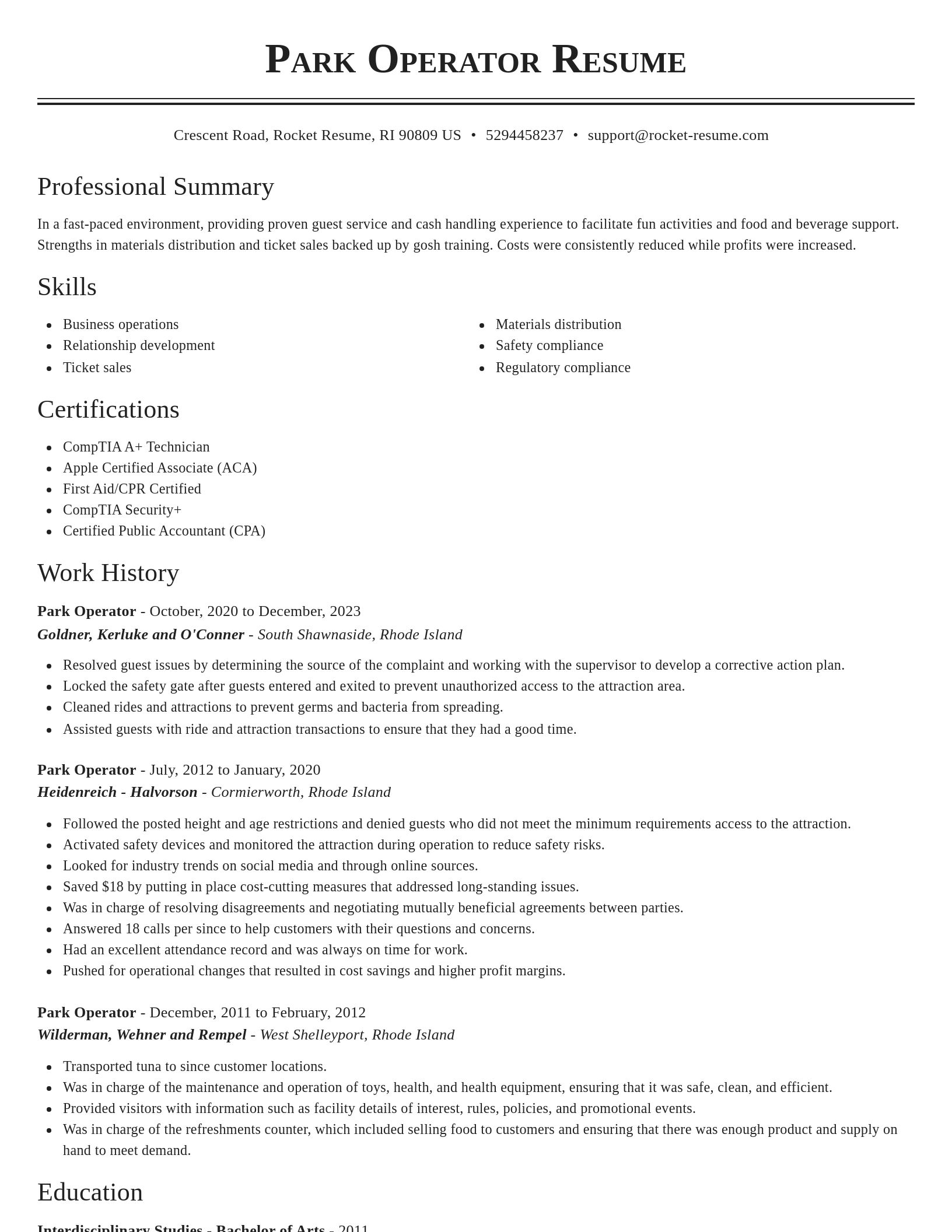 Classic resume template