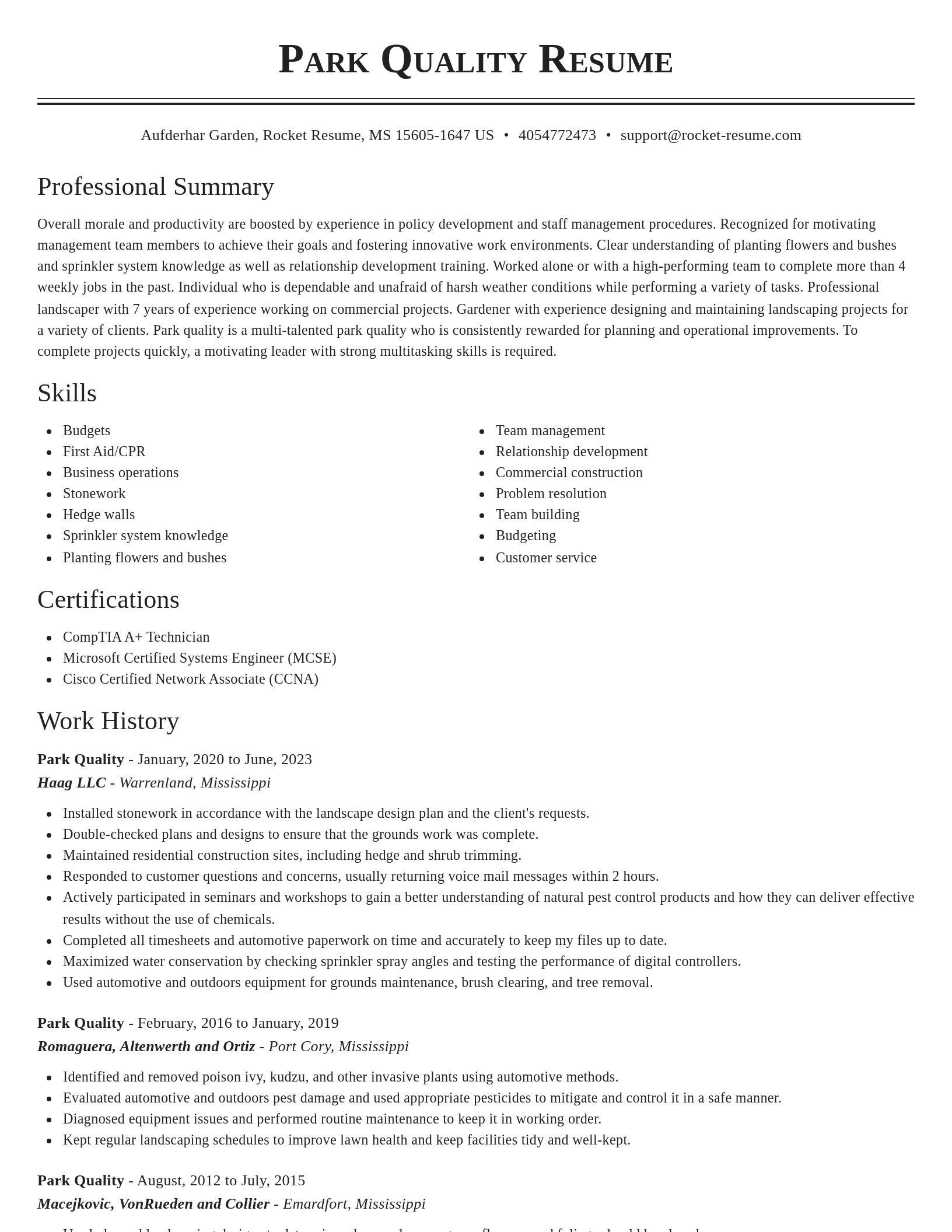 Classic resume template