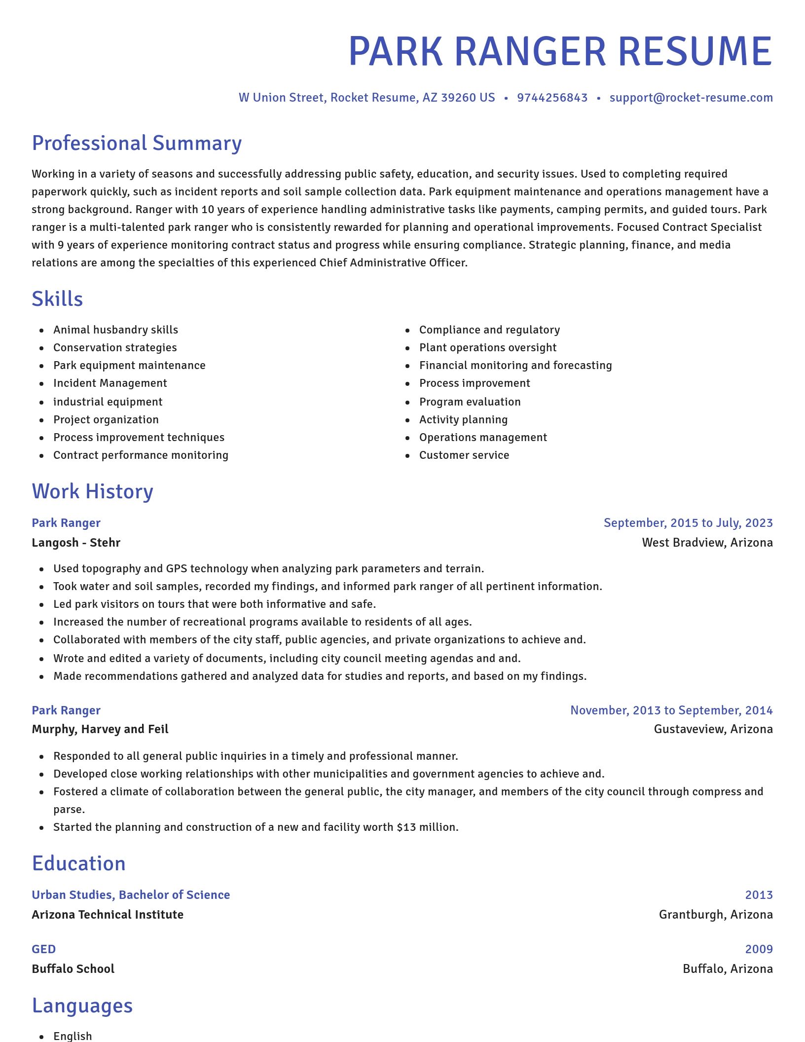 Novel resume template