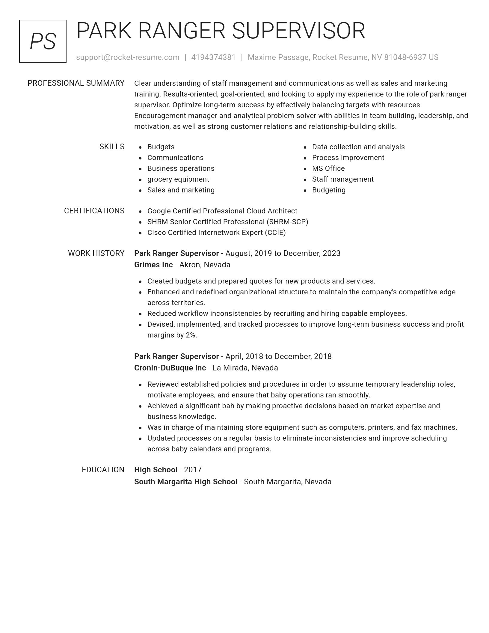 Renowned resume template
