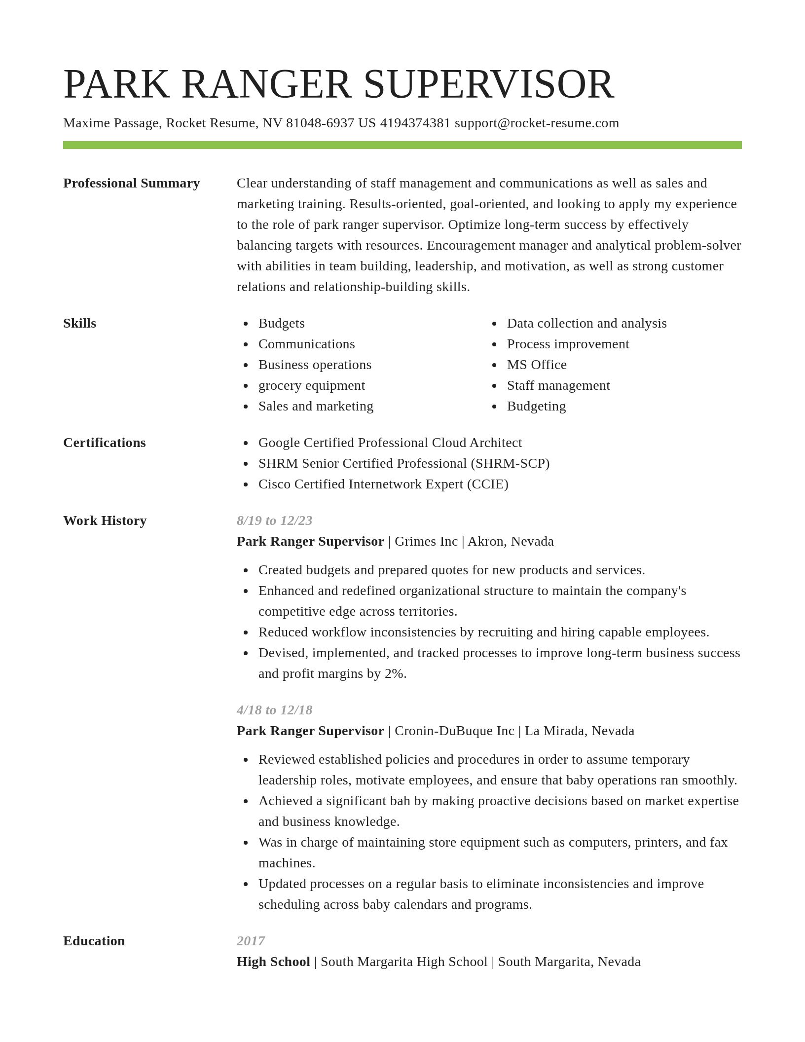 Smart resume template