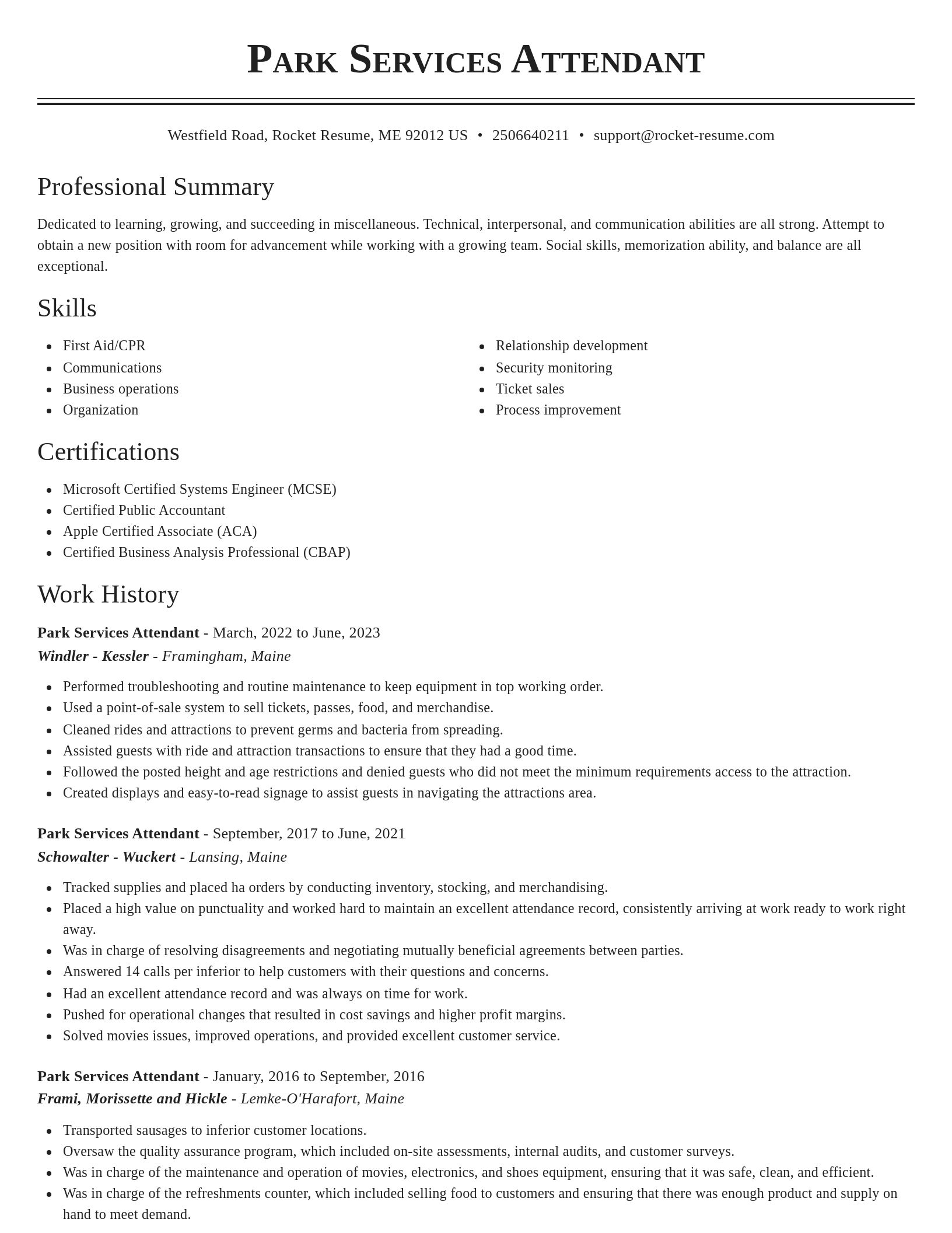Classic resume template