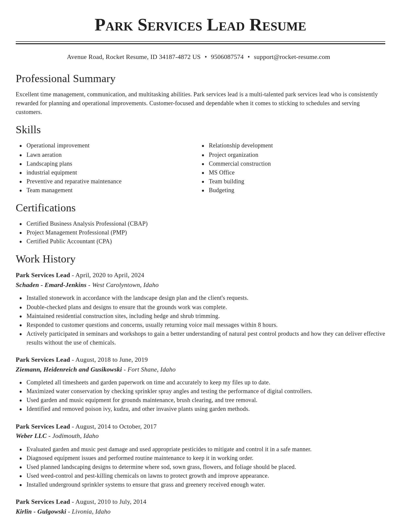 Classic resume template