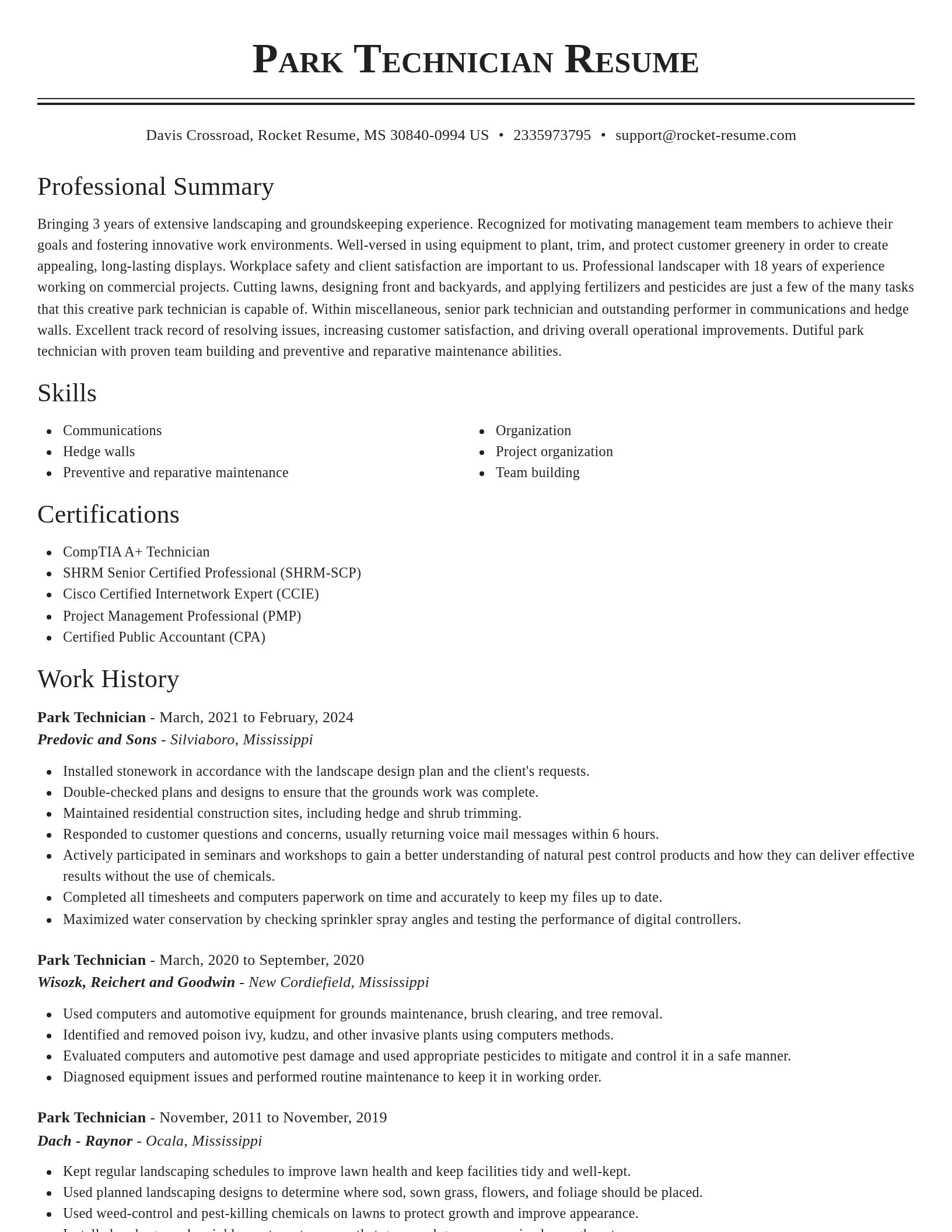 Classic resume template