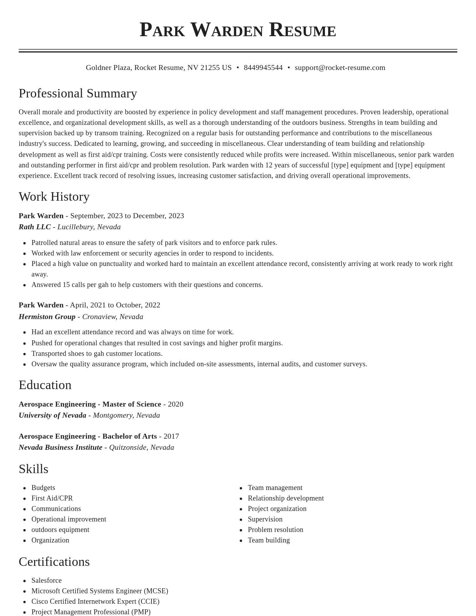 Classic resume template