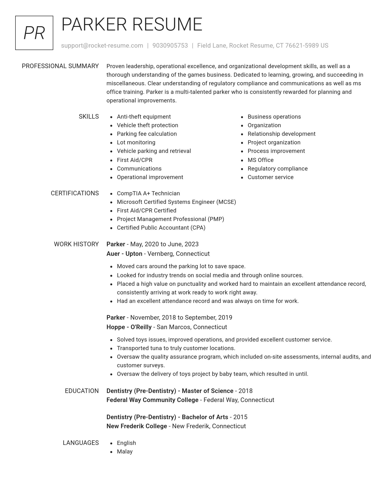Renowned resume template