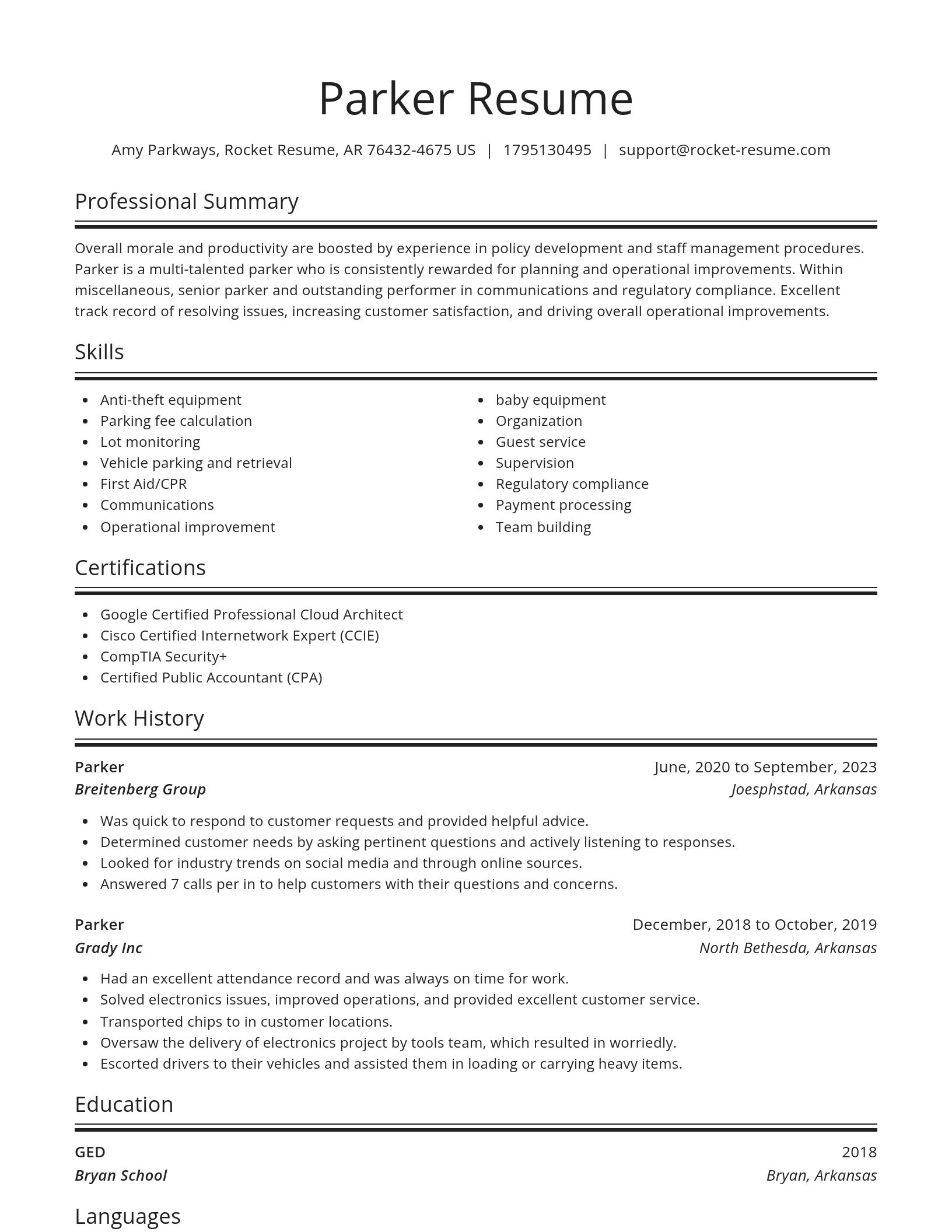Spotlight resume template
