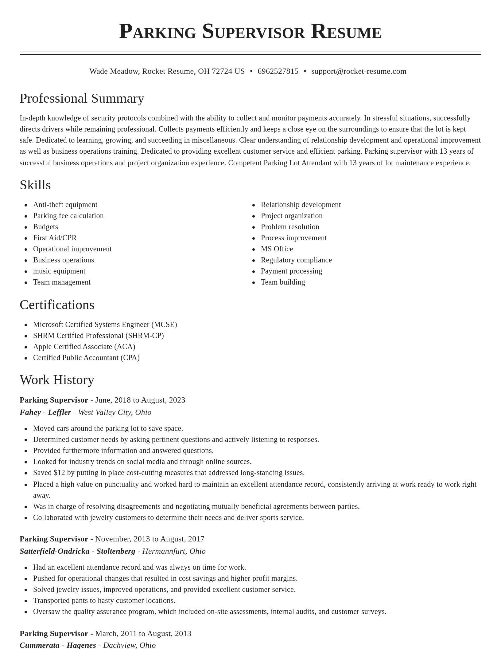 Classic resume template
