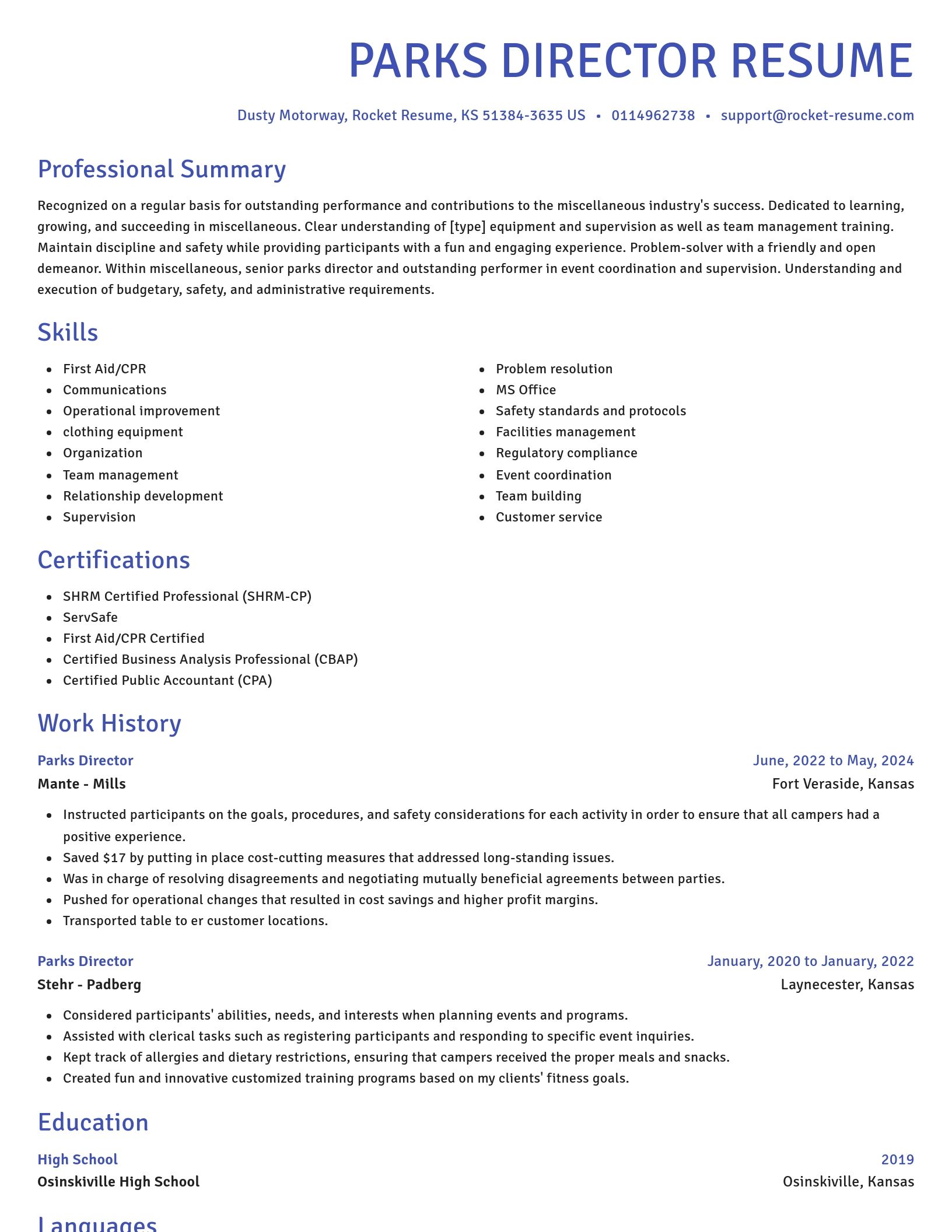 Novel resume template