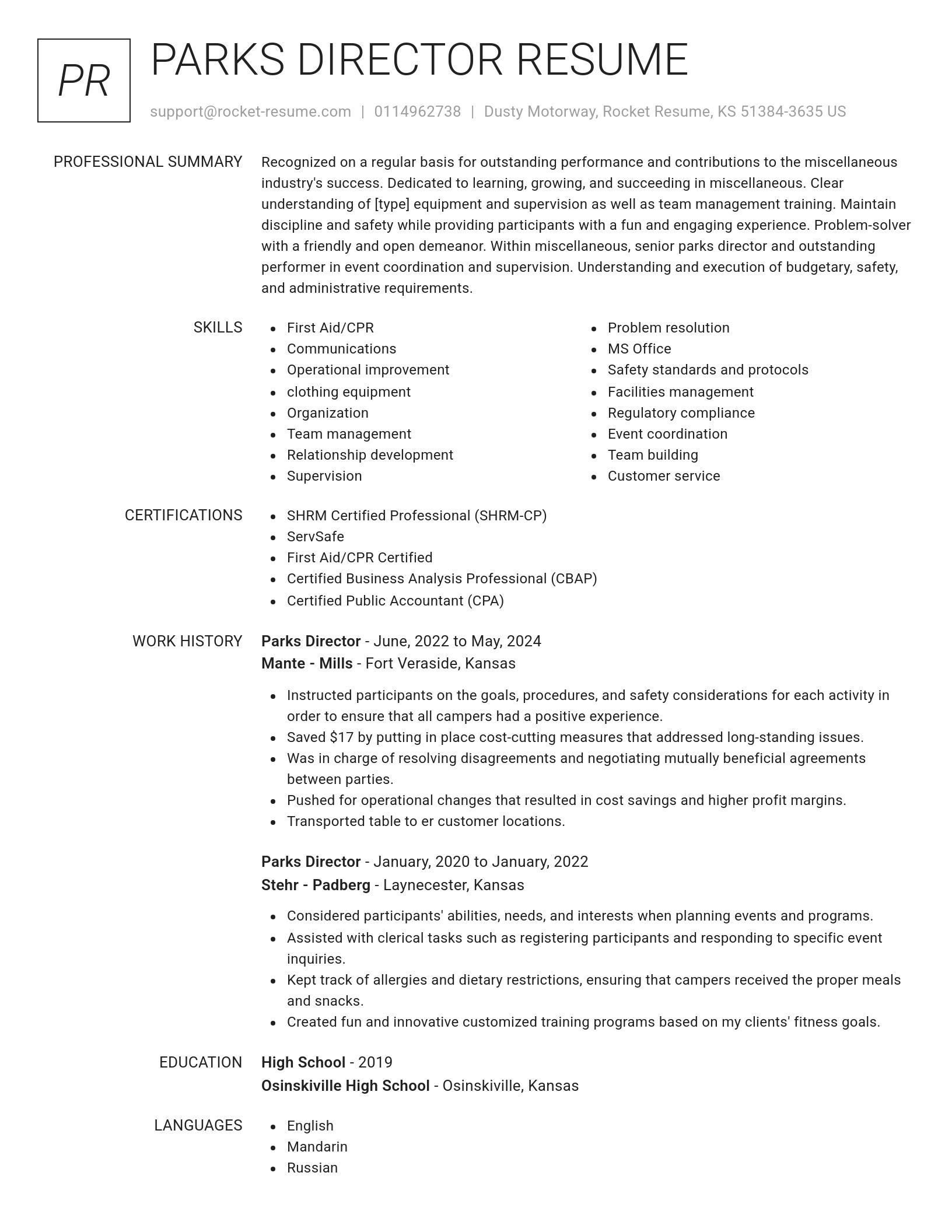 Renowned resume template