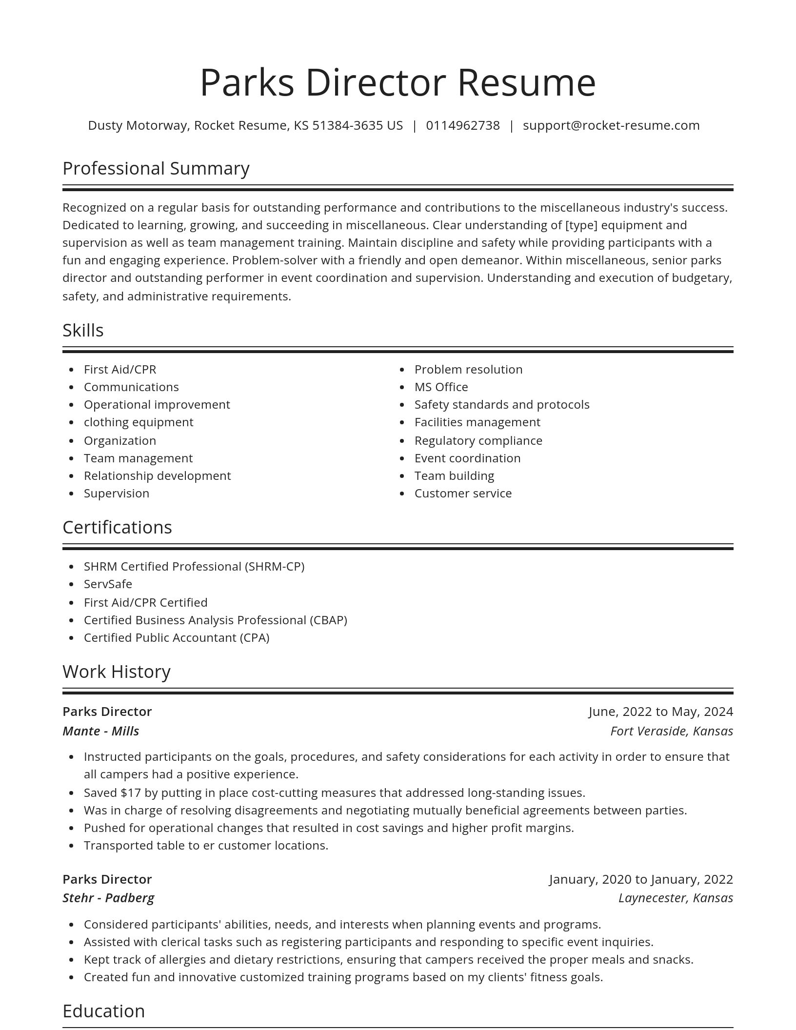Spotlight resume template