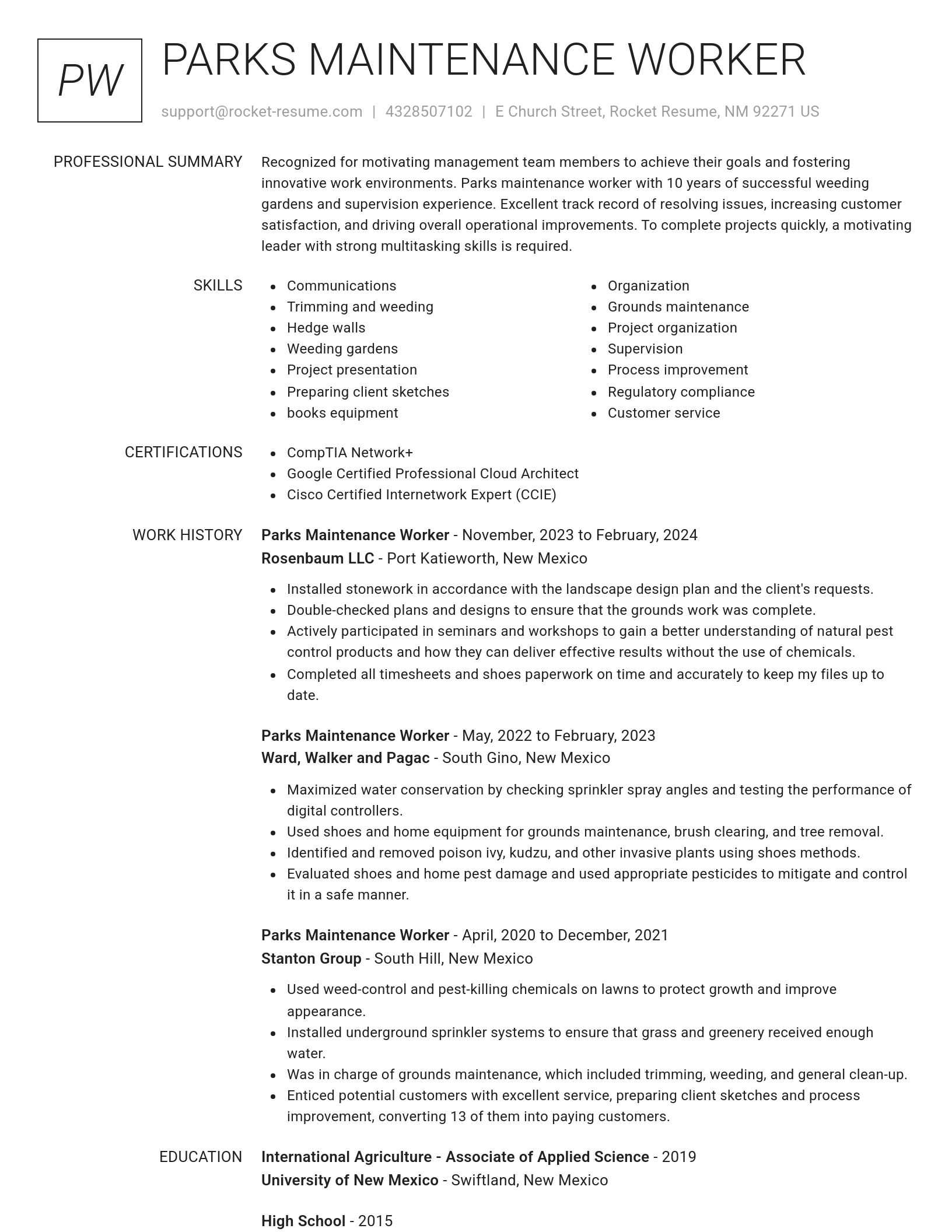Renowned resume template
