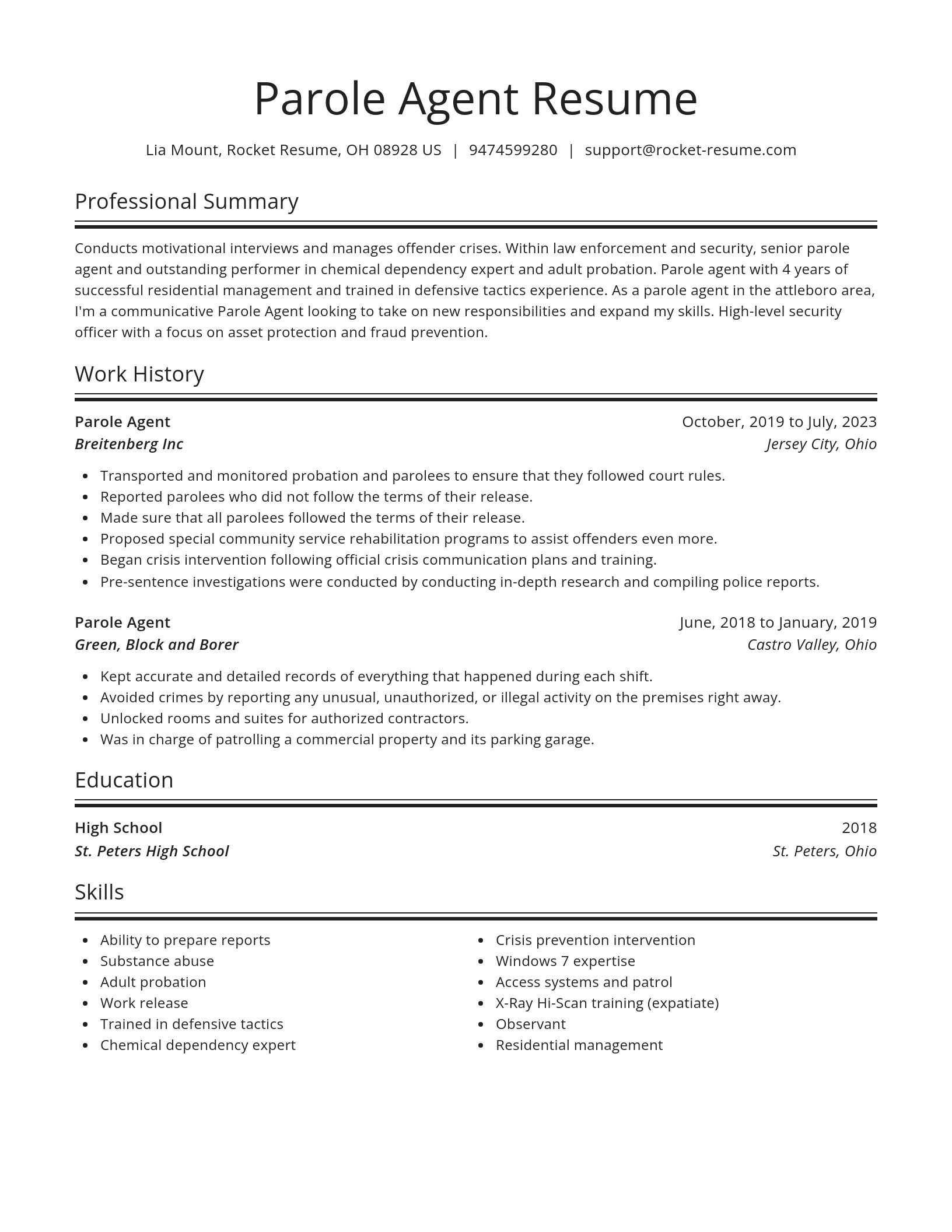 Spotlight resume template