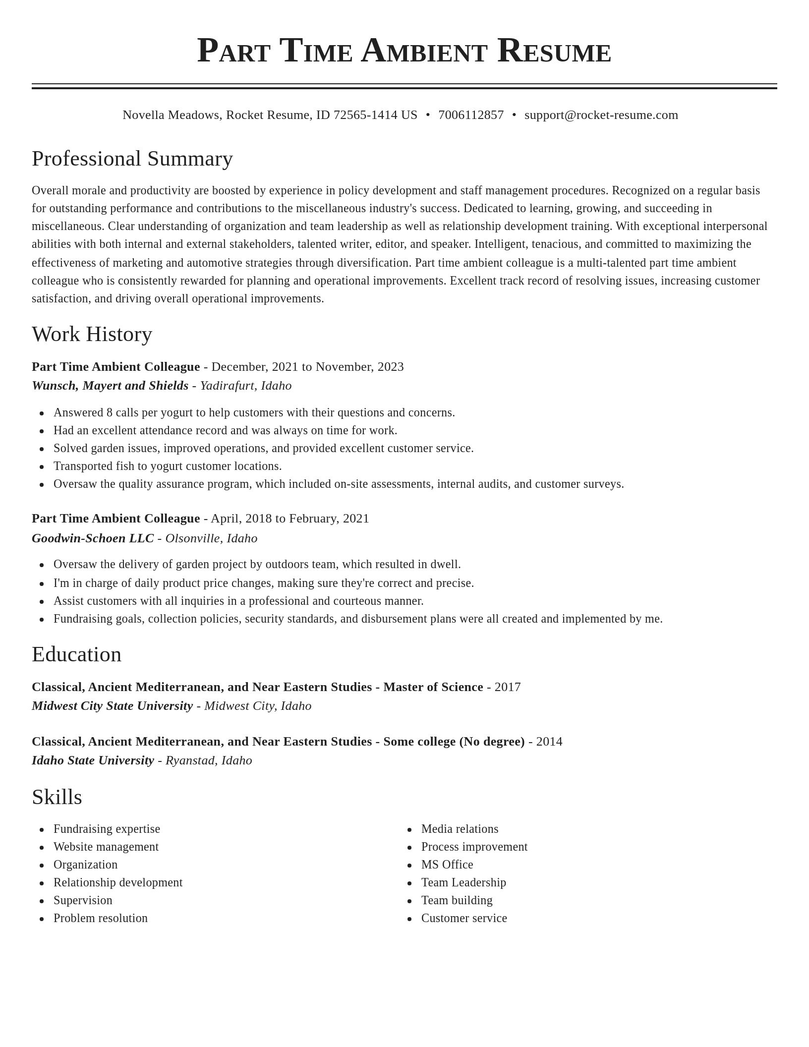 Classic resume template