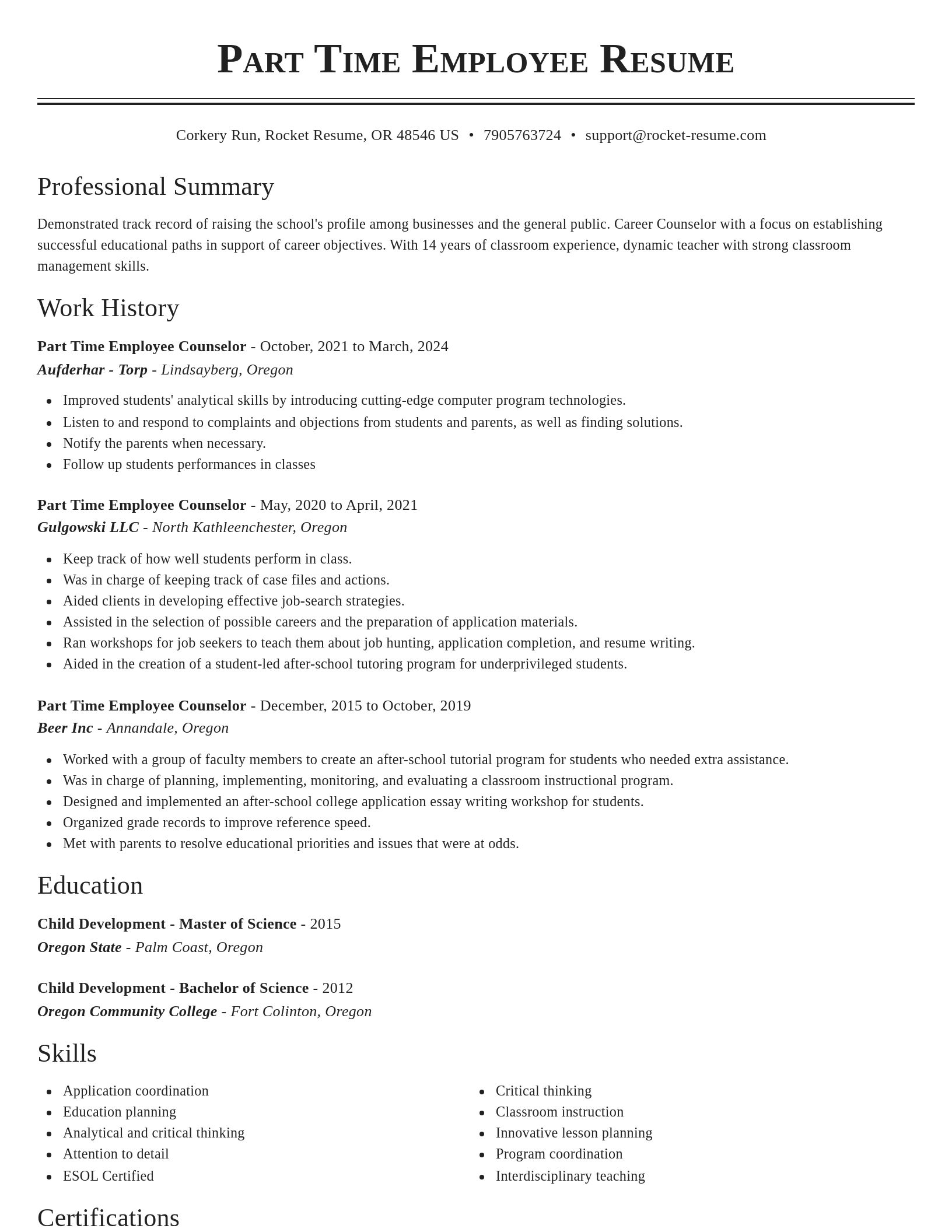 Classic resume template