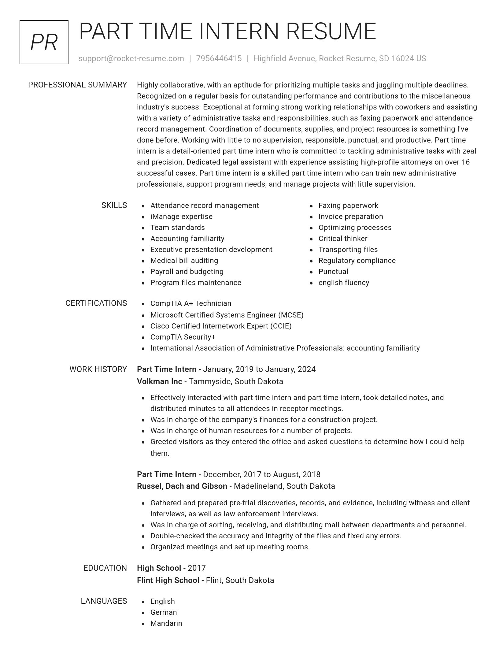 Renowned resume template