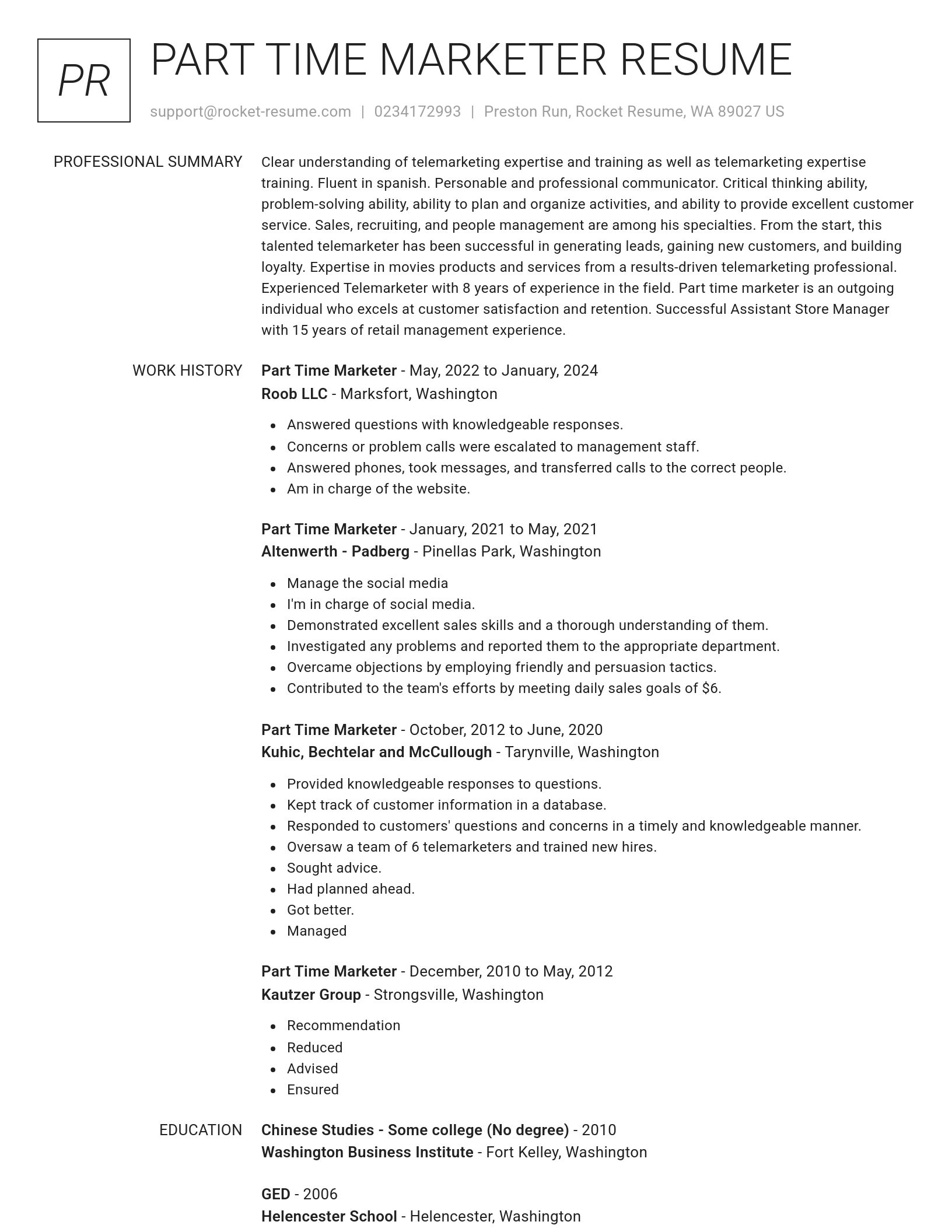 Renowned resume template