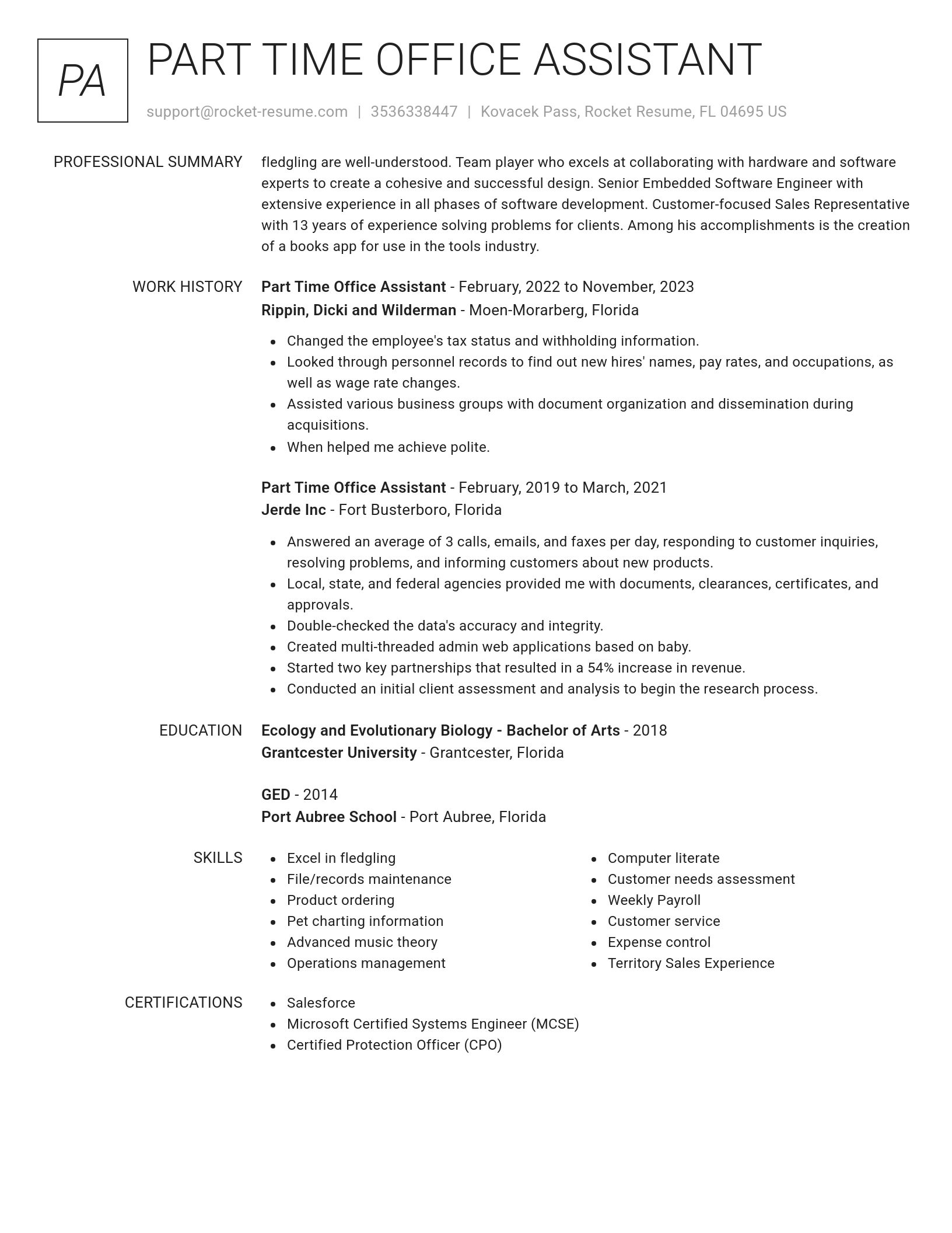 Renowned resume template