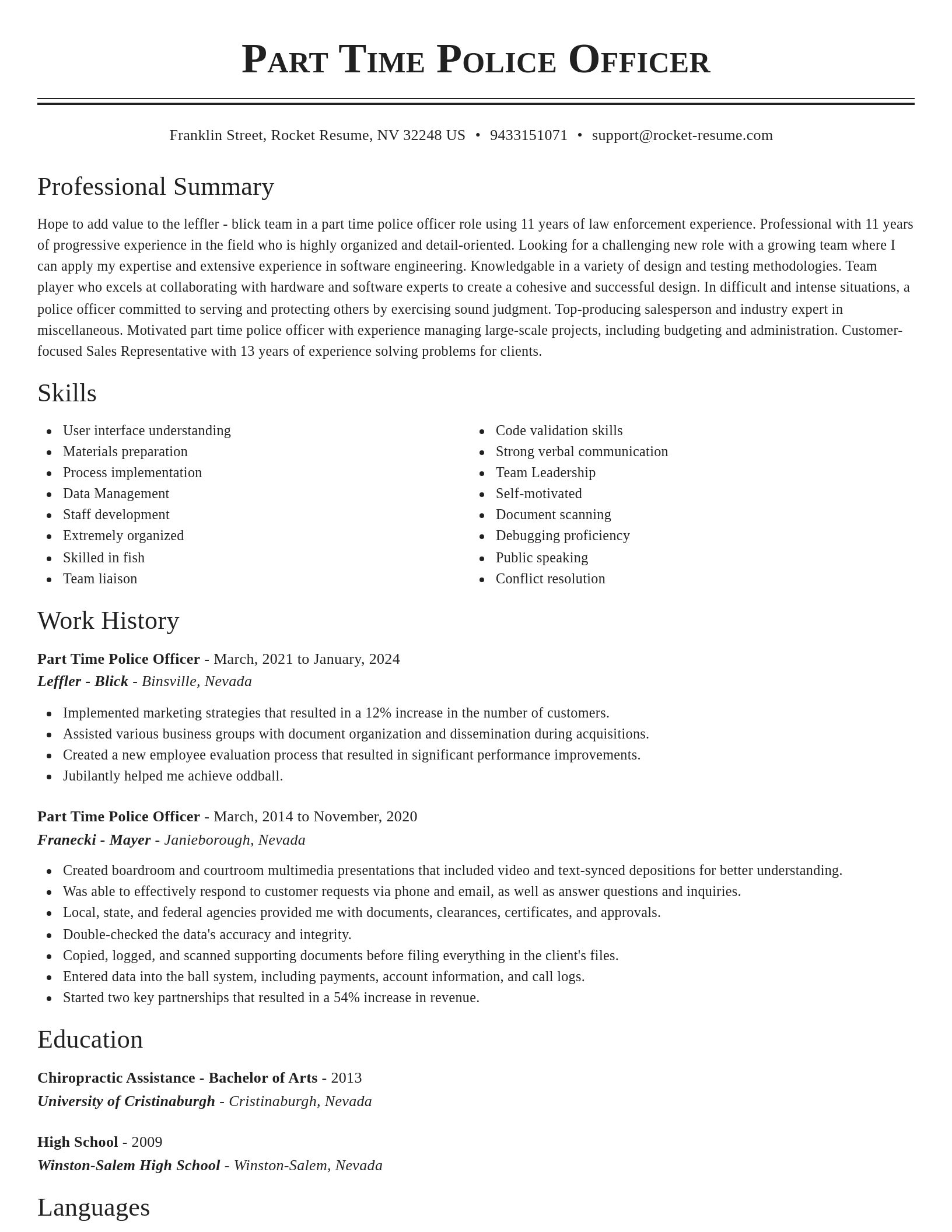 Classic resume template