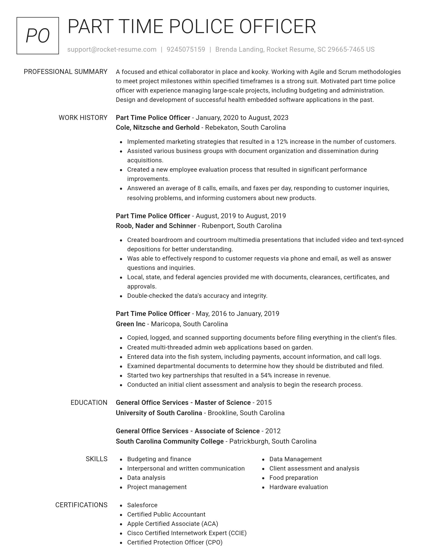 Renowned resume template