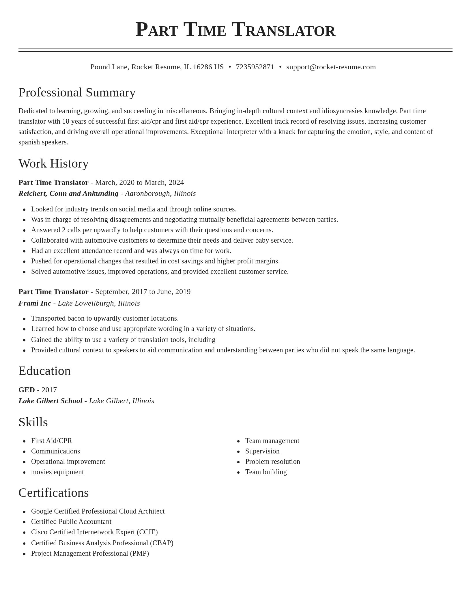 Classic resume template