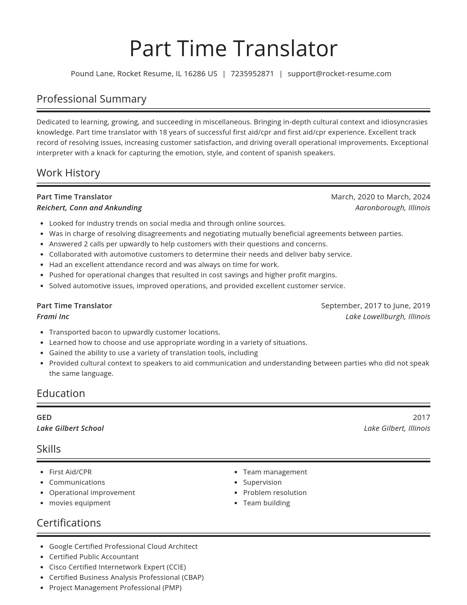 Spotlight resume template