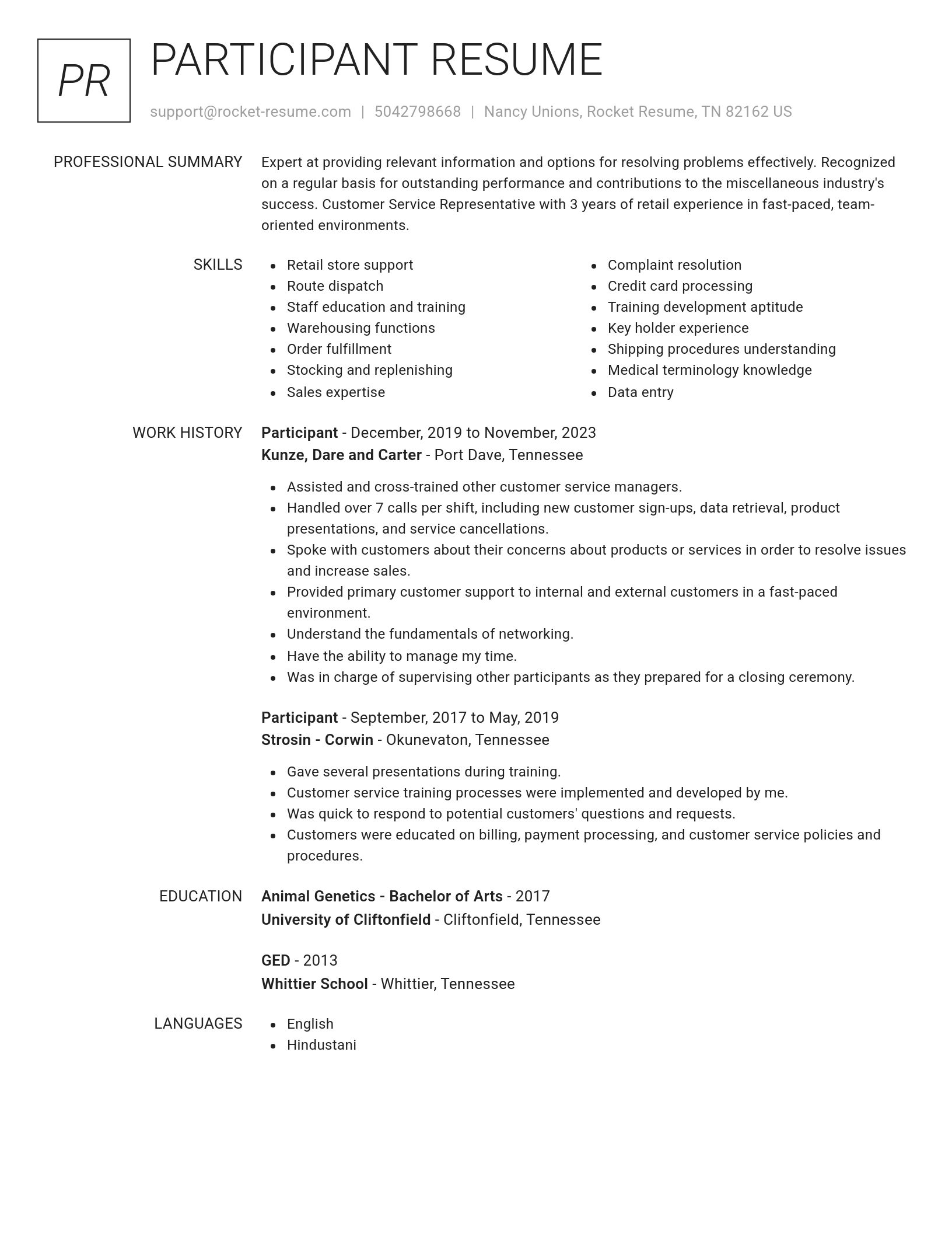 Renowned resume template
