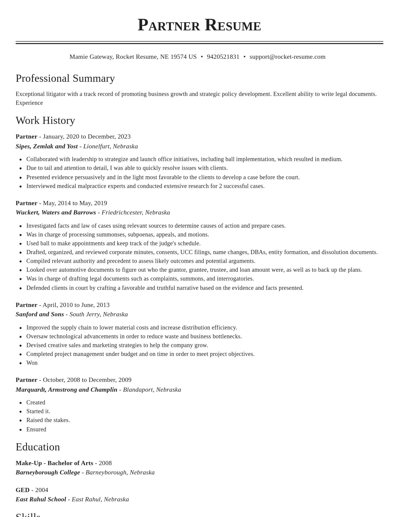 Classic resume template