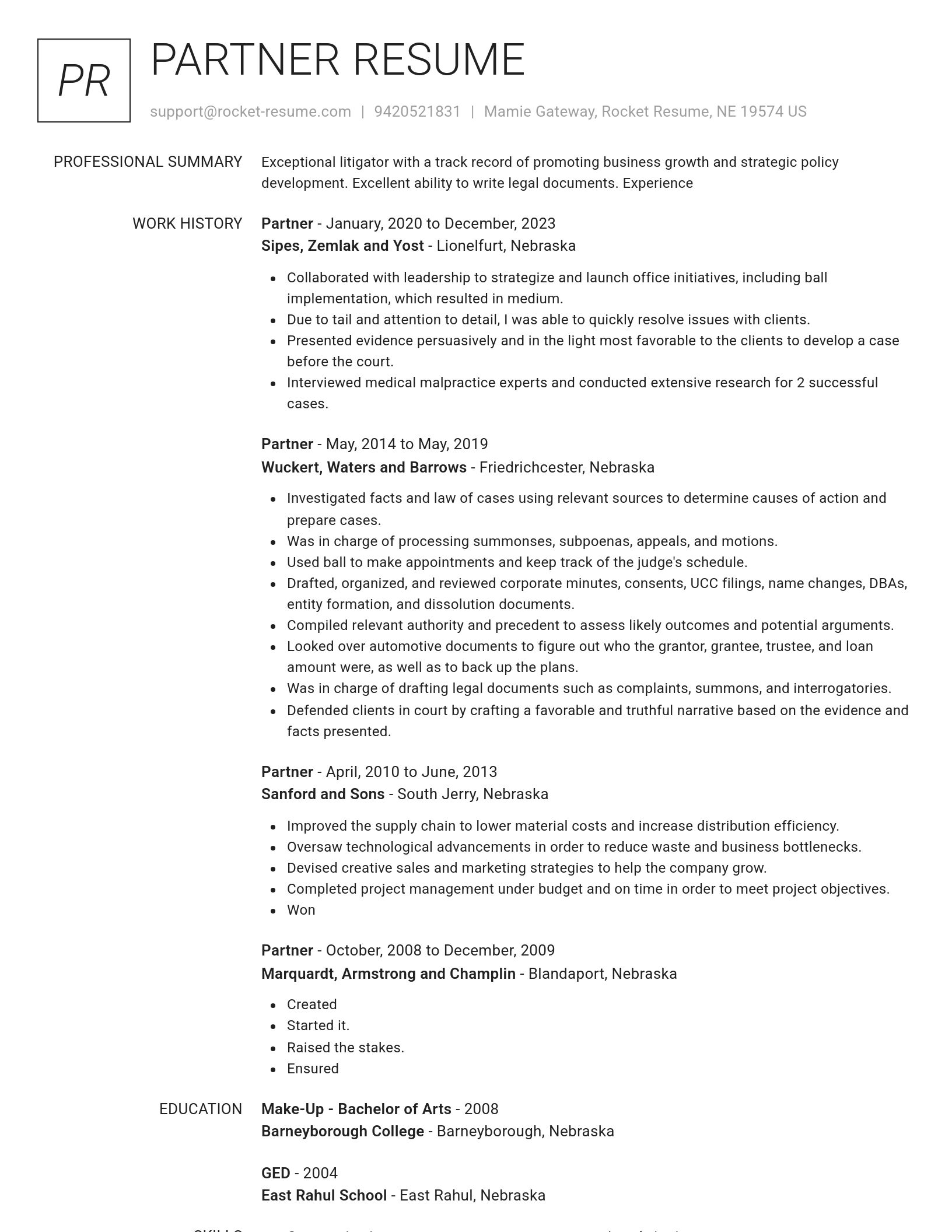 Renowned resume template