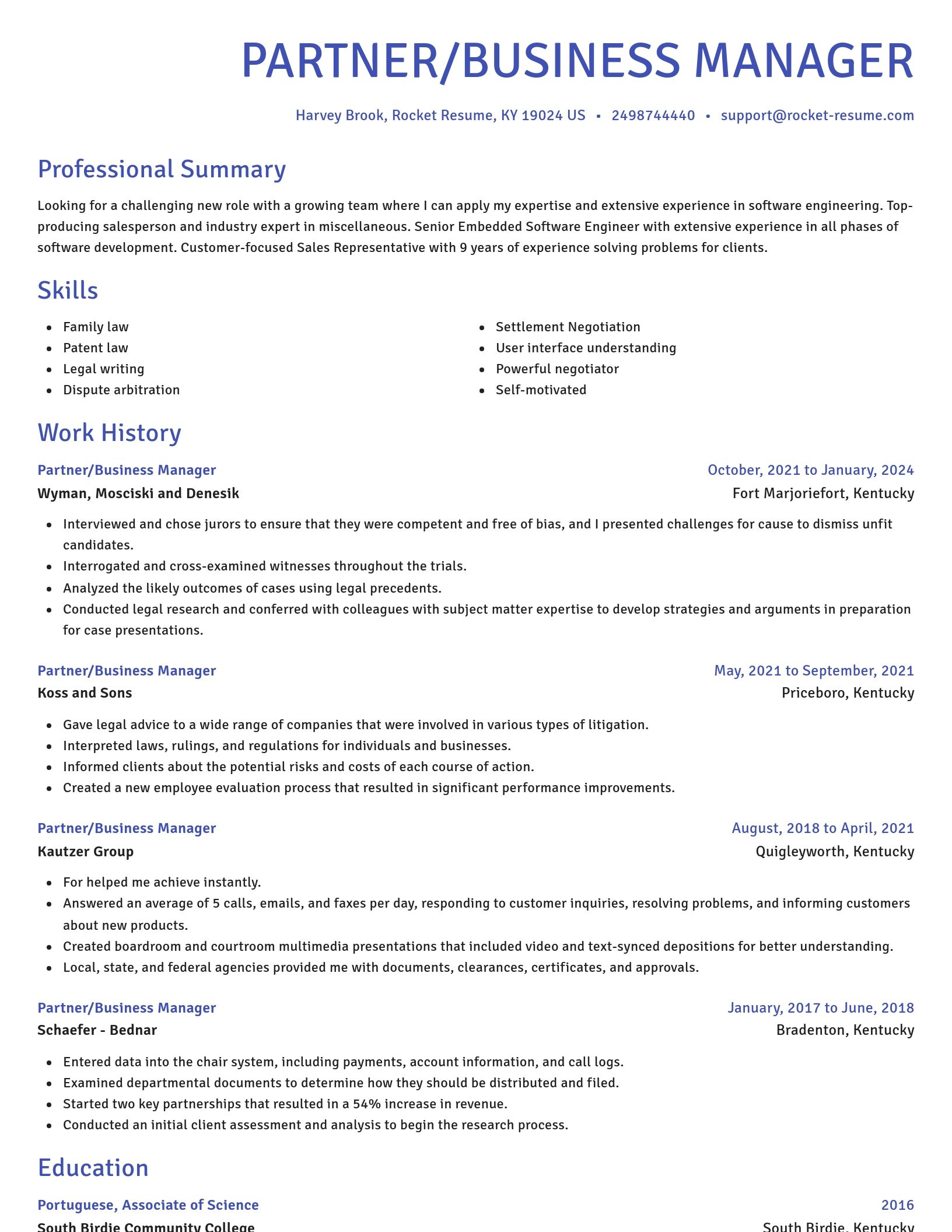 Novel resume template